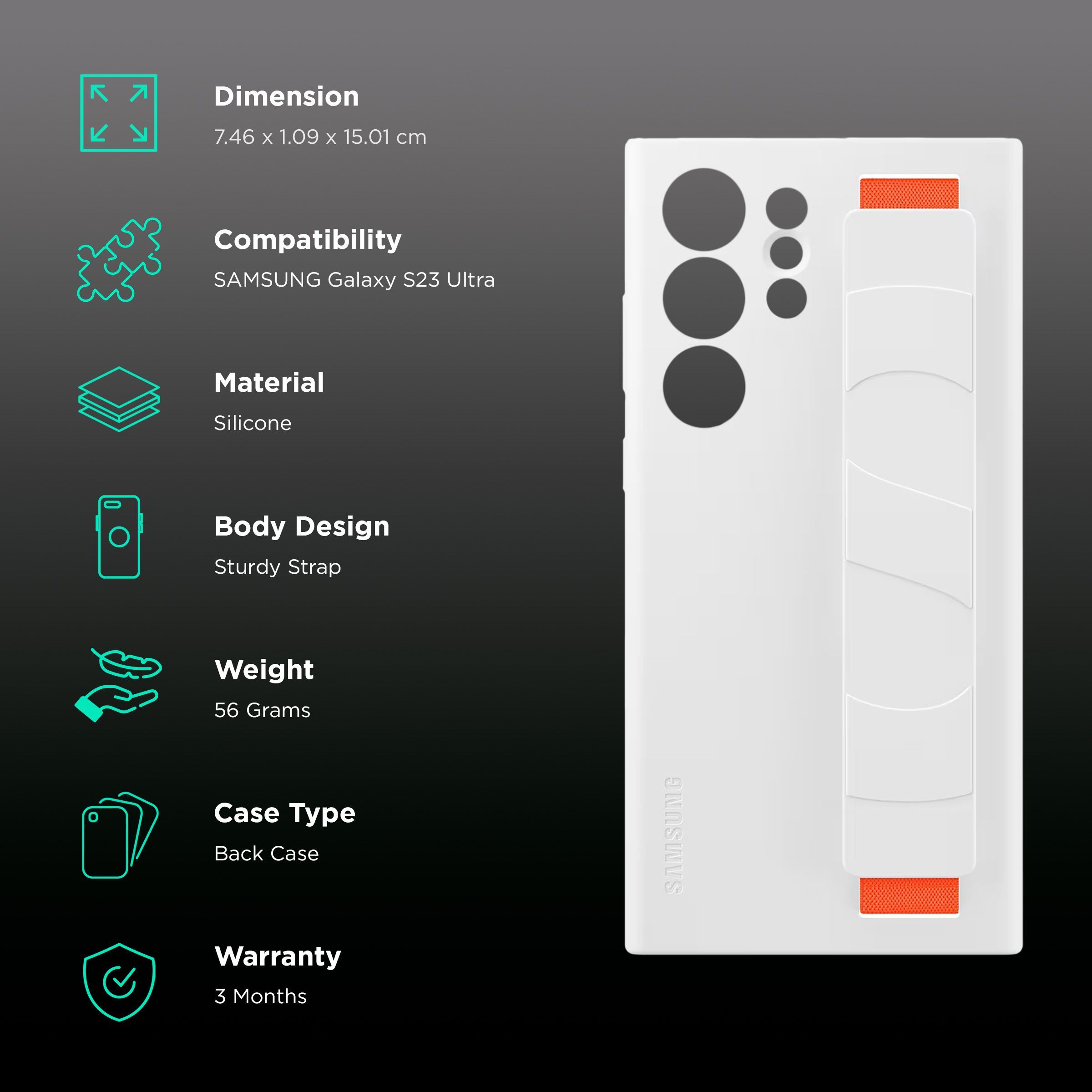 SAMSUNG Soft Silicone Grip Case for Galaxy S23 Ultra (Smooth Grip, White)_2