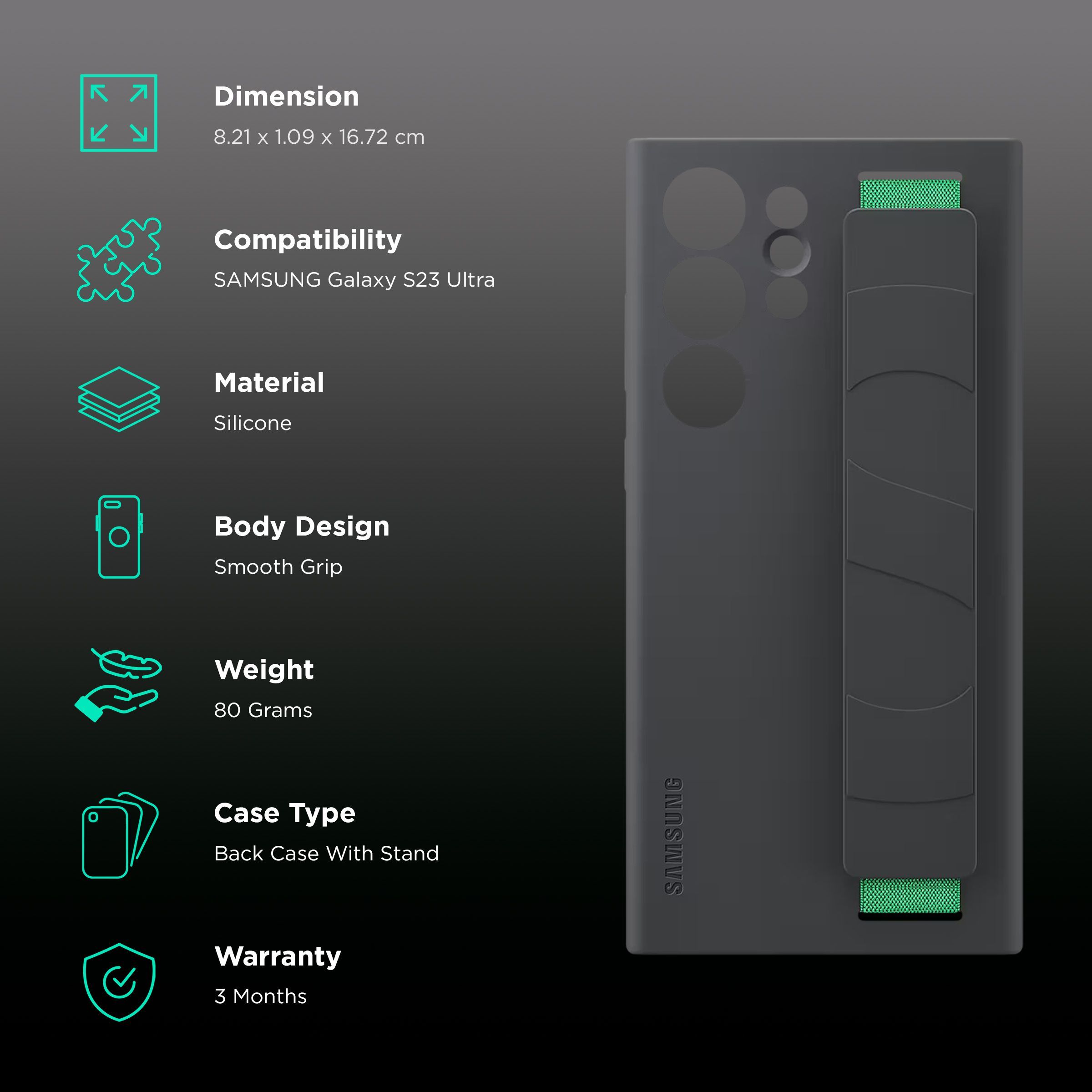 SAMSUNG Silicone Back Cover for Galaxy S23 Ultra (Smooth Grip, Black) SAMSUNG Silicone Back Cover for Galaxy S23 Ultra (Smooth Grip, Black)_2