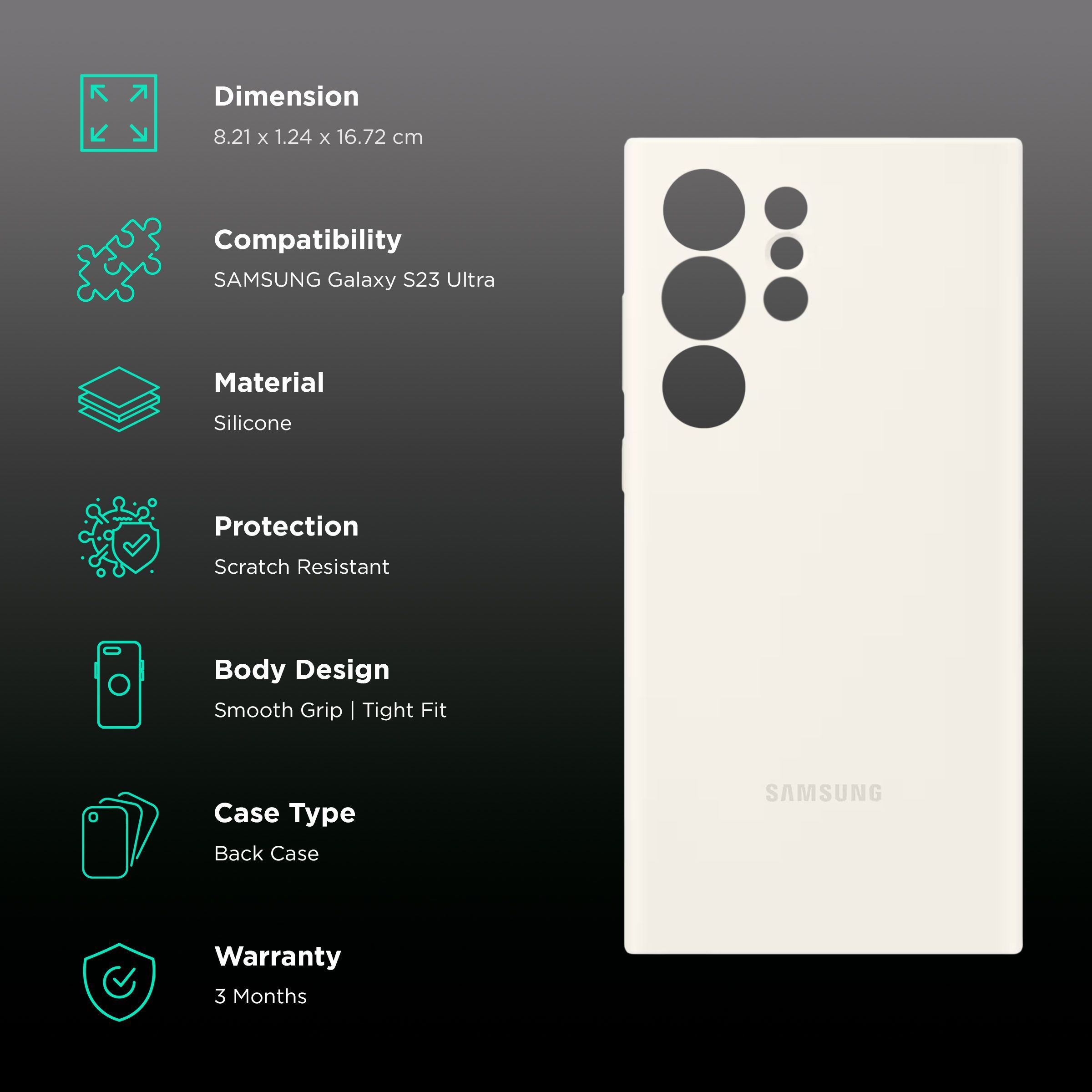 SAMSUNG Silicone Back Case for Galaxy S23 Ultra (Firm Grip, Cream)_2