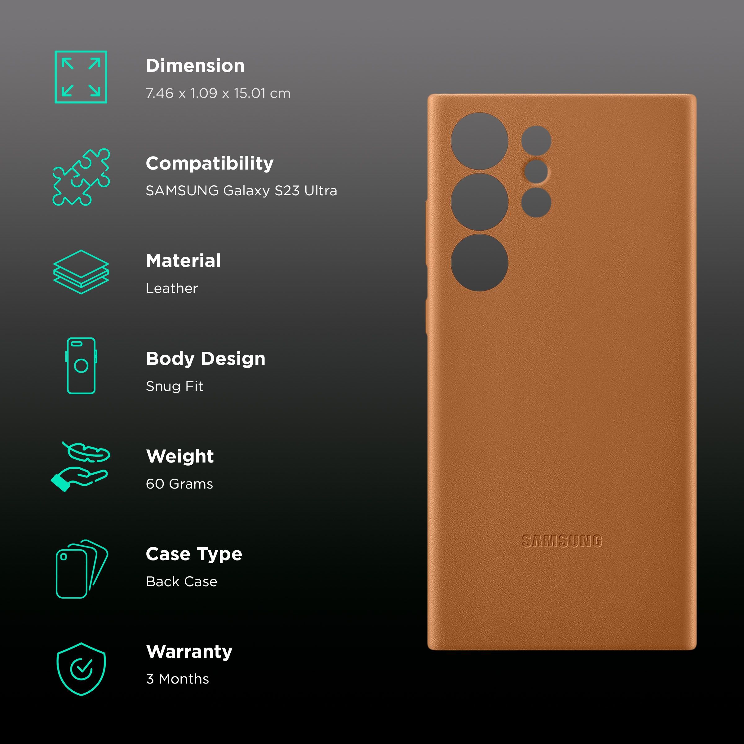 SAMSUNG Leather Back Case for Galaxy S23 Ultra (Camel)_2