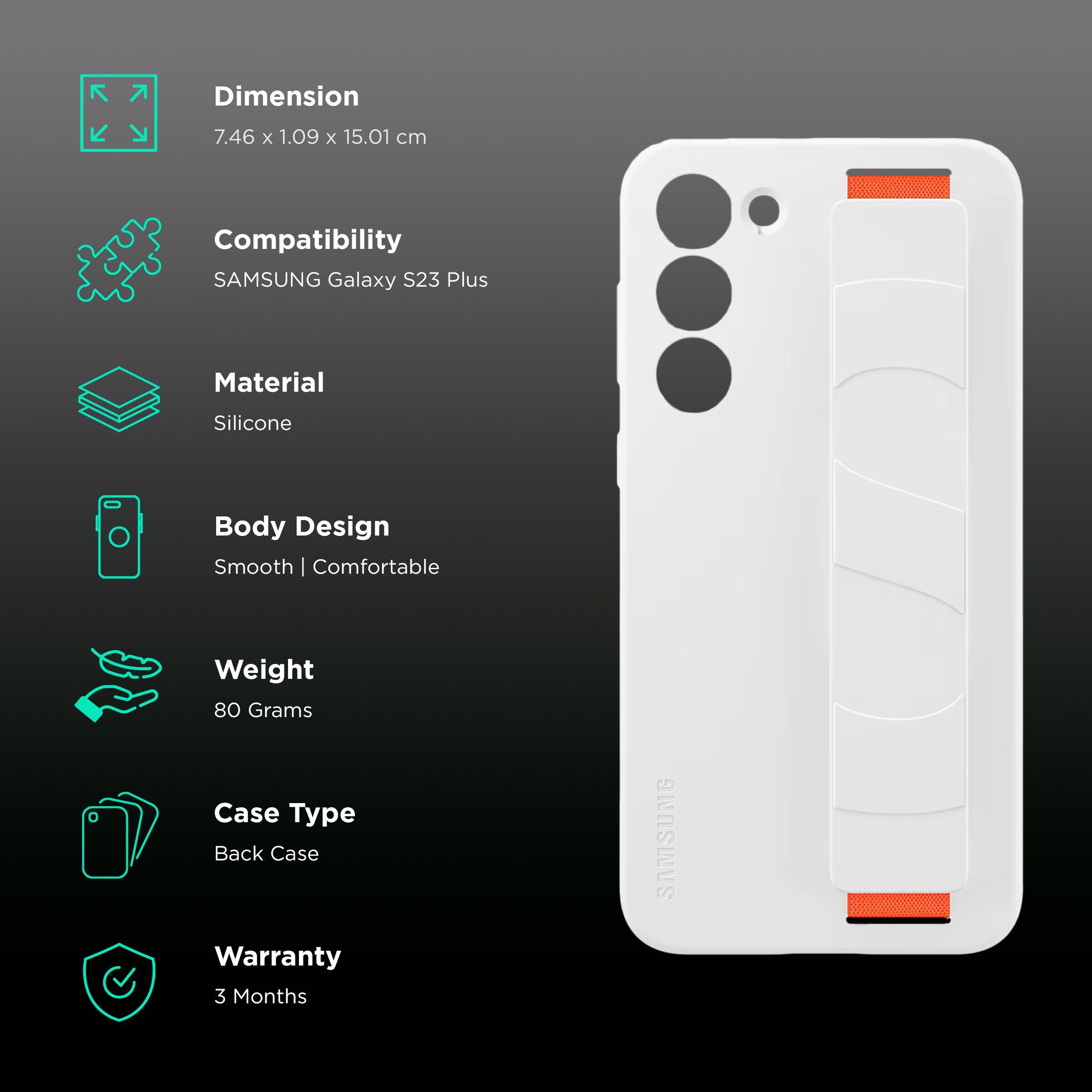 SAMSUNG Soft Silicone Grip Case for Galaxy S23 Plus (Smooth Grip, White) SAMSUNG Soft Silicone Grip Case for Galaxy S23 Plus (Smooth Grip, White)_2