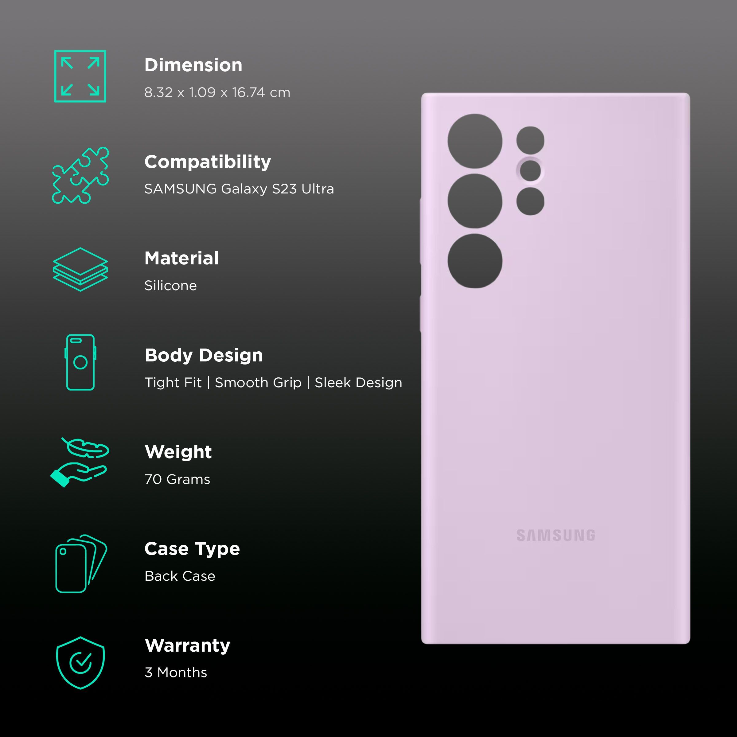 SAMSUNG Soft Silicone Back Case for Galaxy S23 Ultra (Smooth Grip, Lavender)_2