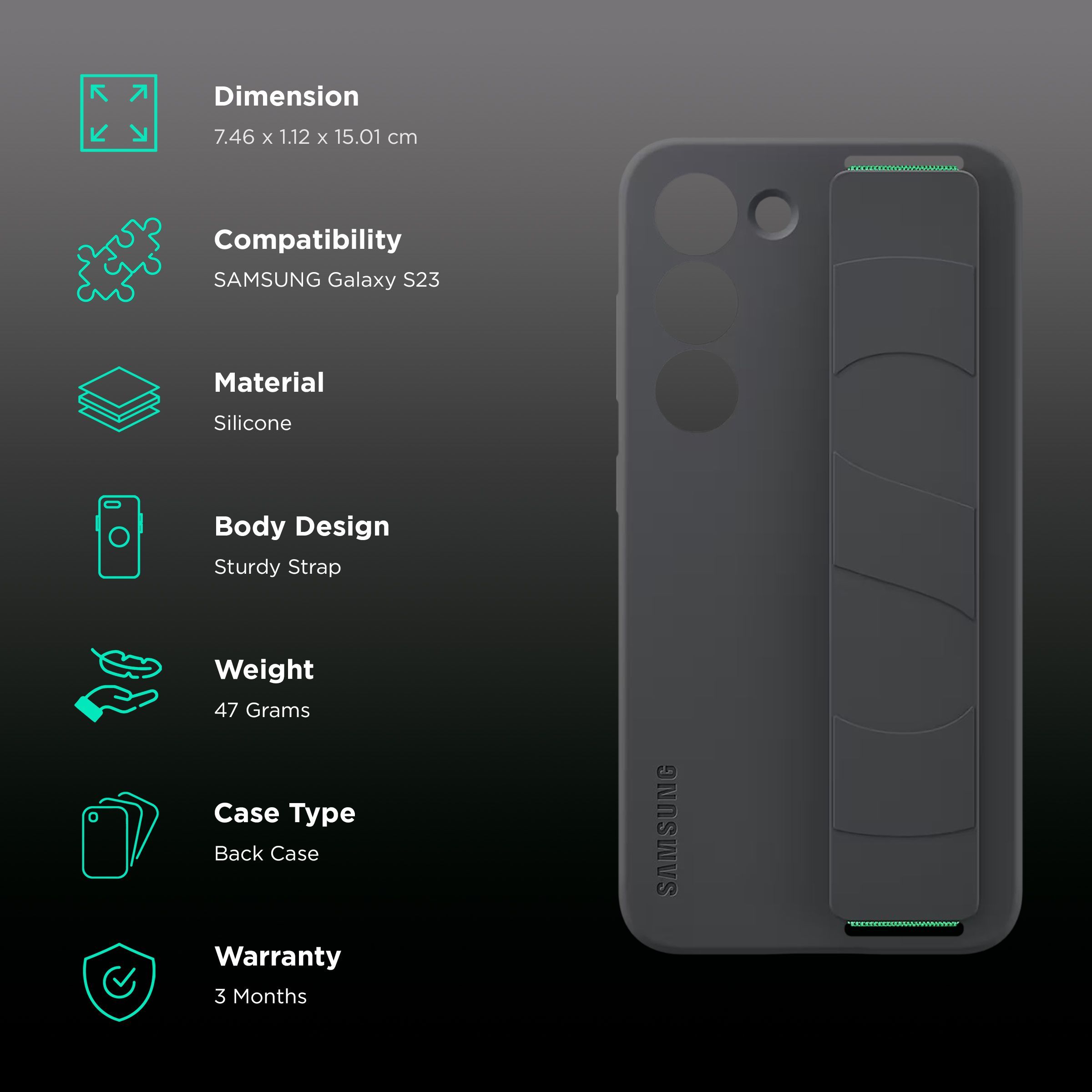 SAMSUNG Soft Silicone Grip Case for Galaxy S23 (Display Window, Black)_2