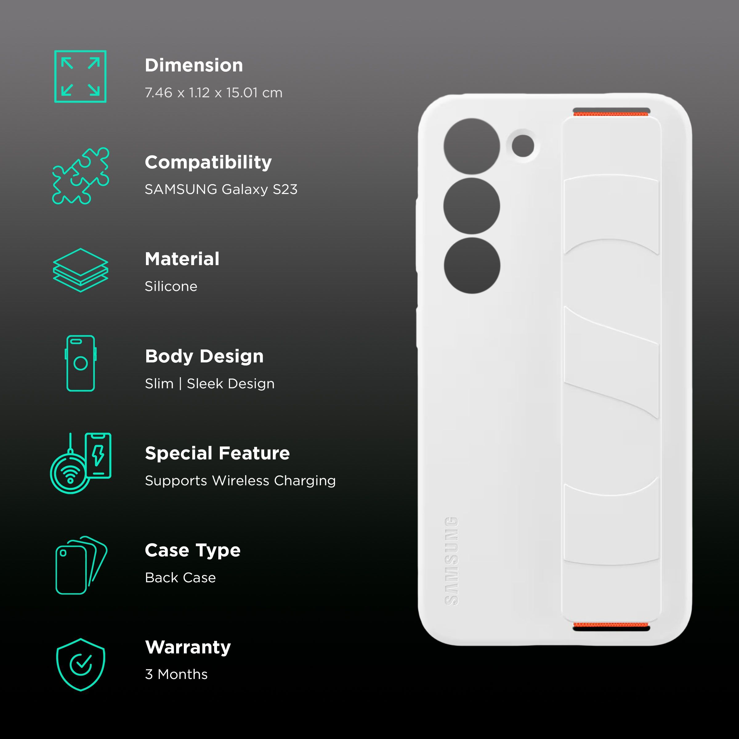 SAMSUNG Soft Silicone Grip Case for Galaxy S23 (White)_2