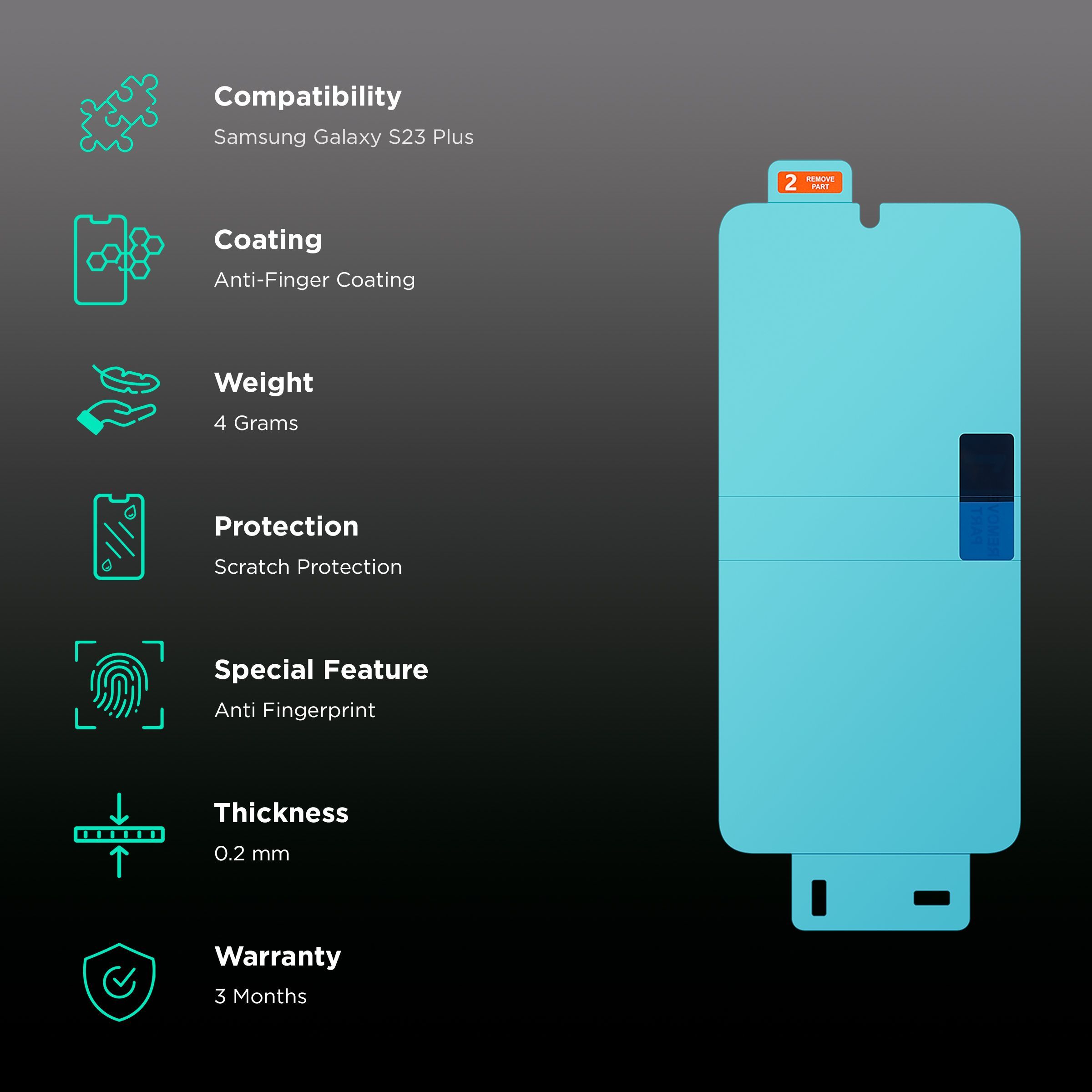 SAMSUNG Screen Protector for Galaxy S23 Plus (Anti Finger Coating, Transparent)_3