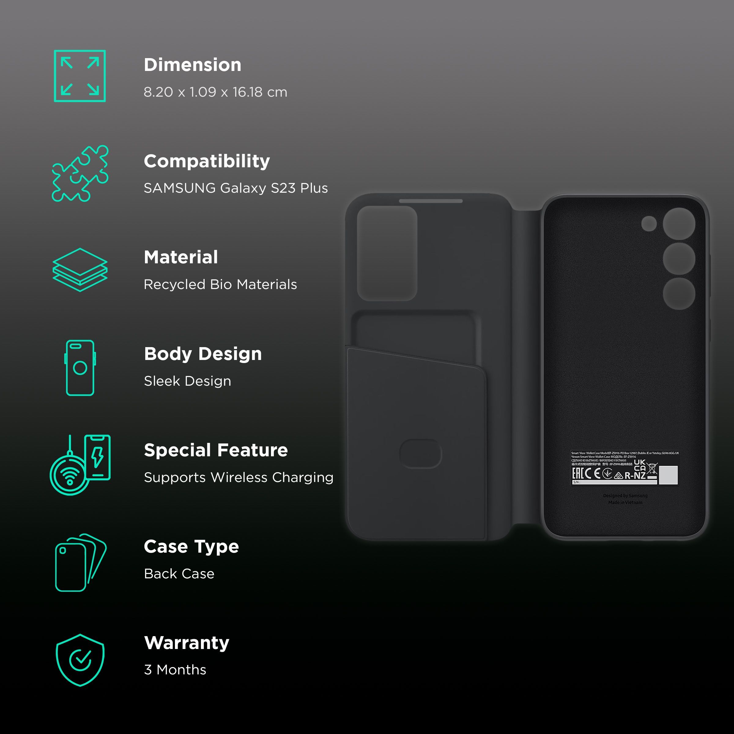 SAMSUNG Soft Back Case for Galaxy S23 Plus (Smart View, Black)_2