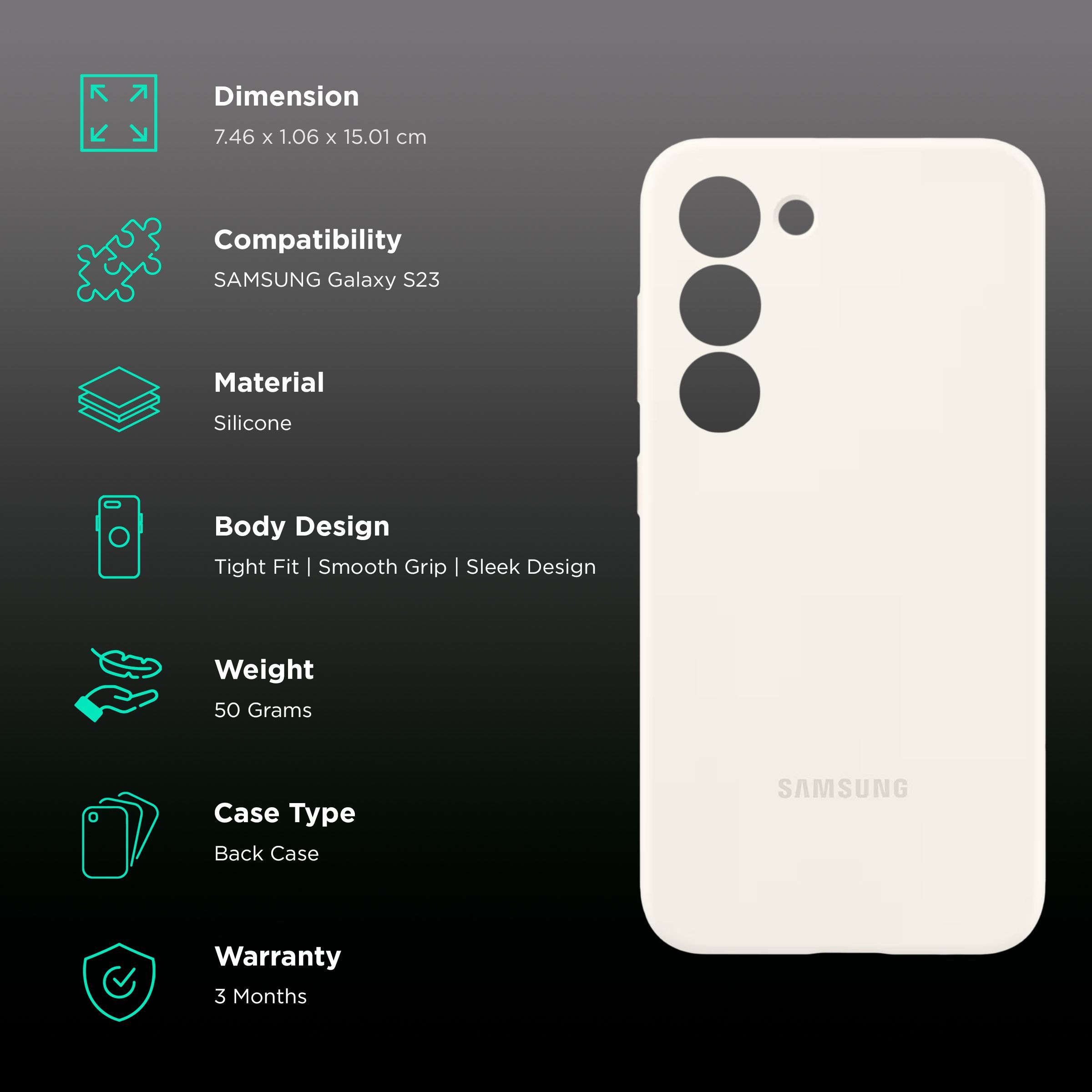SAMSUNG Silicone Back Case for Galaxy S23 (Scratch Resistant, Cream)_2