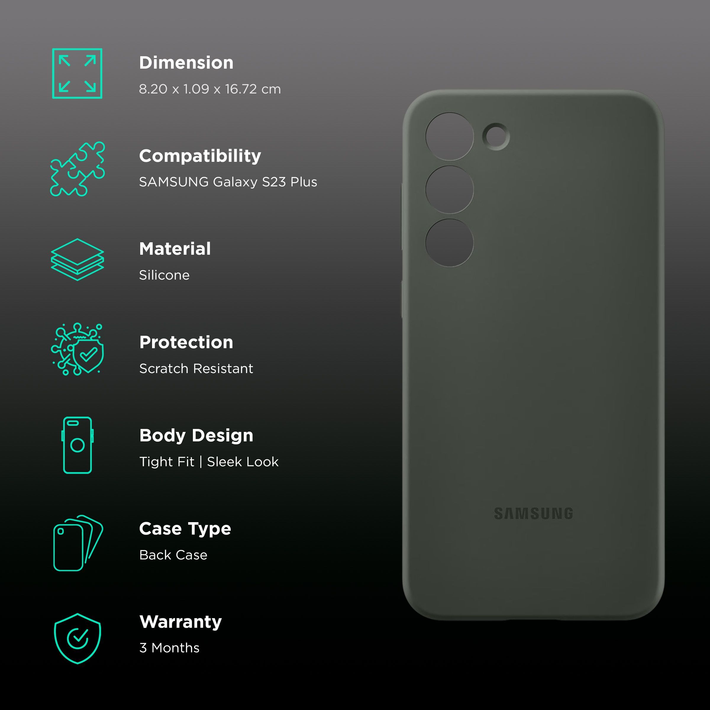 SAMSUNG Soft Silicone Back Cover for SAMSUNG Galaxy S23+ (Scratch Resistant, Khaki)_2