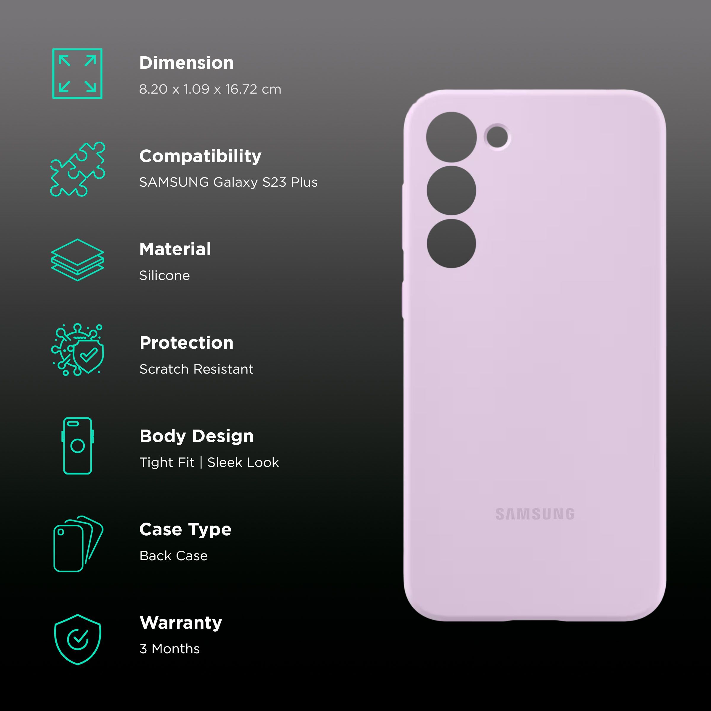 SAMSUNG Silicone Back Cover for SAMSUNG Galaxy S23+ (Scratch Resistant, Lilac)_2