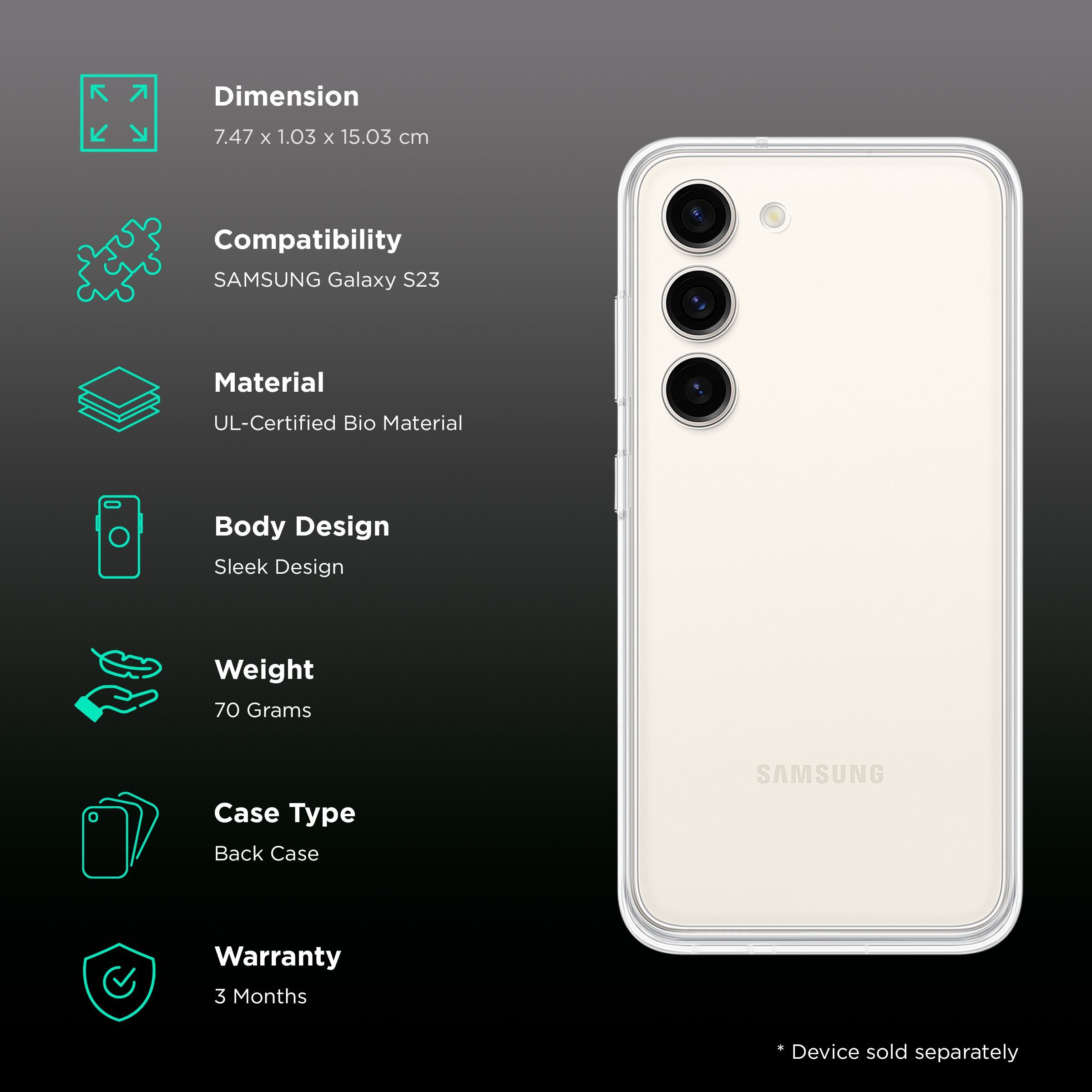 SAMSUNG Frame Back Cover for SAMSUNG Galaxy S23 (Two Looks In One, White)_2