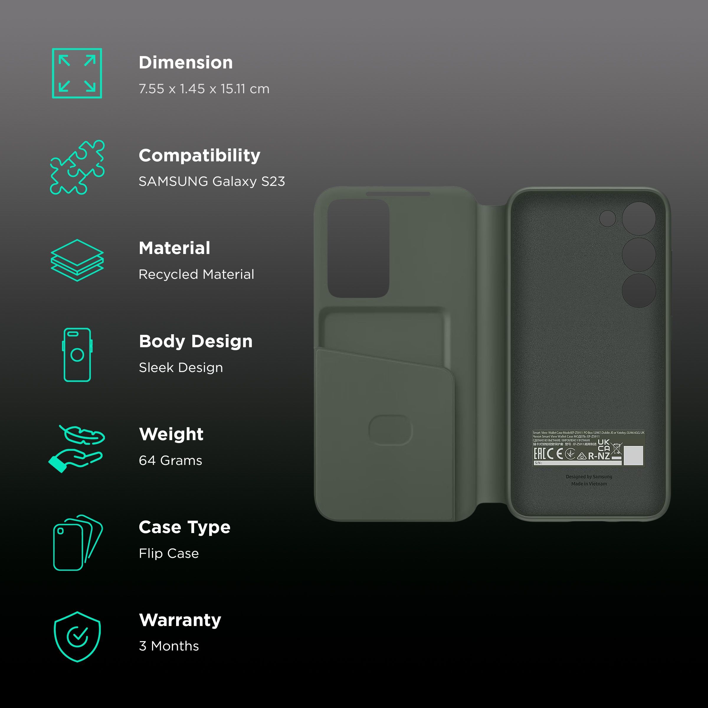 SAMSUNG Smart View Flip Case for SAMSUNG Galaxy S23 (Smart View, Green)_2