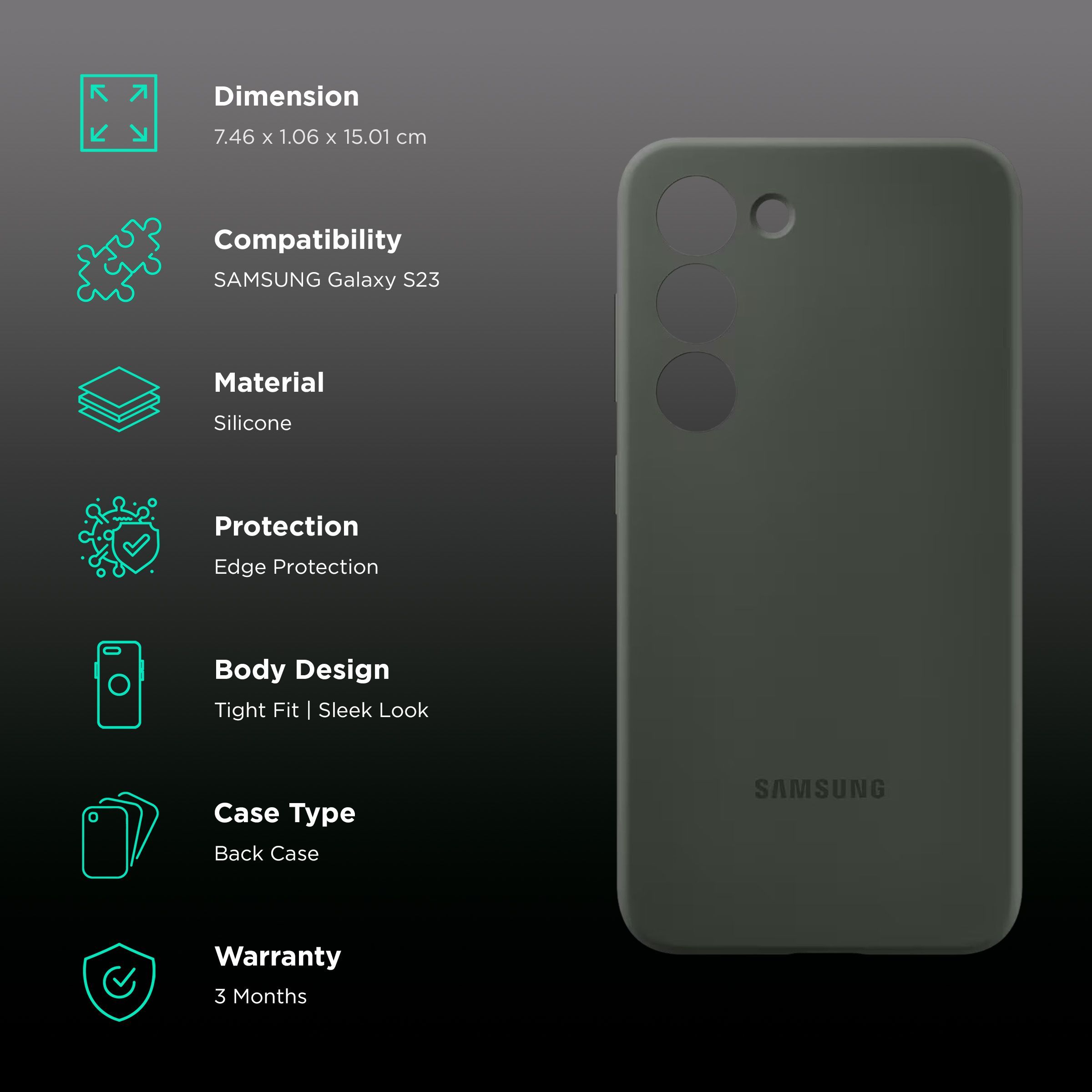 SAMSUNG Soft Silicone Back Cover for SAMSUNG Galaxy S23 (Scratch Resistant, Khaki)_2