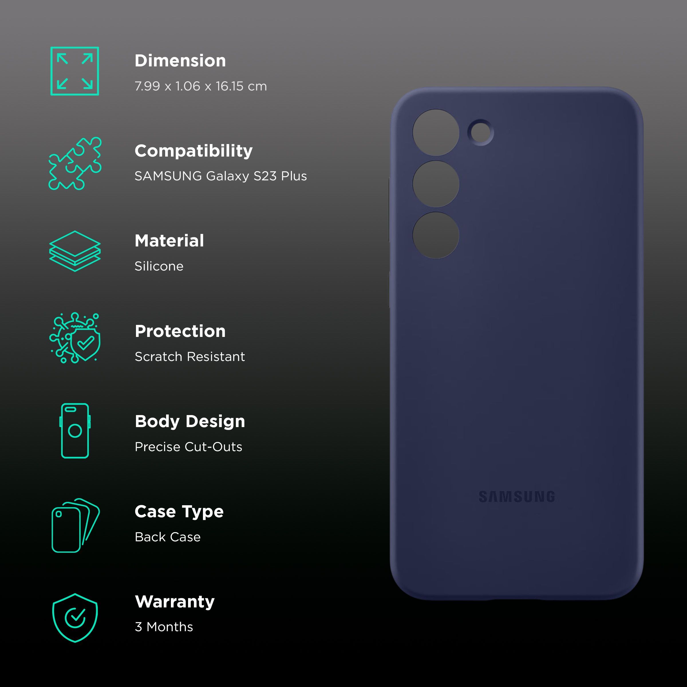 SAMSUNG Soft Silicone Back Cover for SAMSUNG Galaxy S23+ (Scratch Resistant, Navy)_2