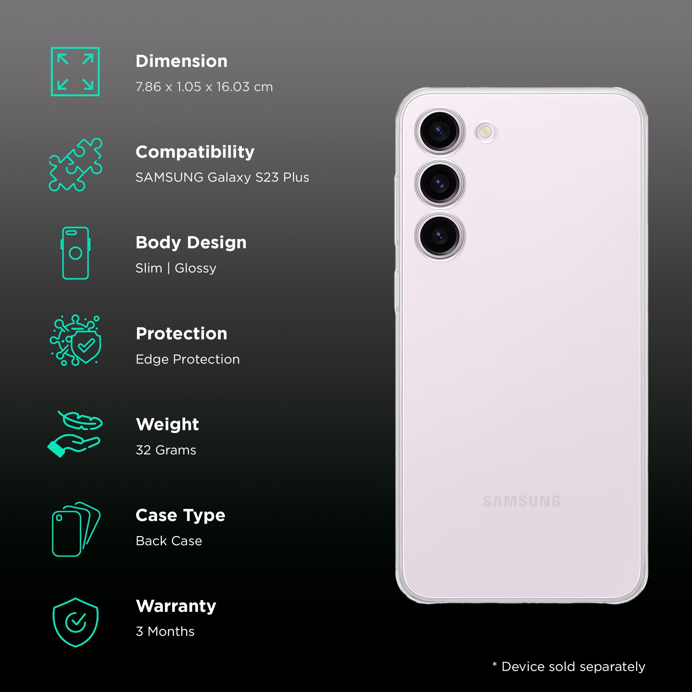 SAMSUNG Back Cover for SAMSUNG Galaxy S23+ (Scratch Resistant, Transparent)_2