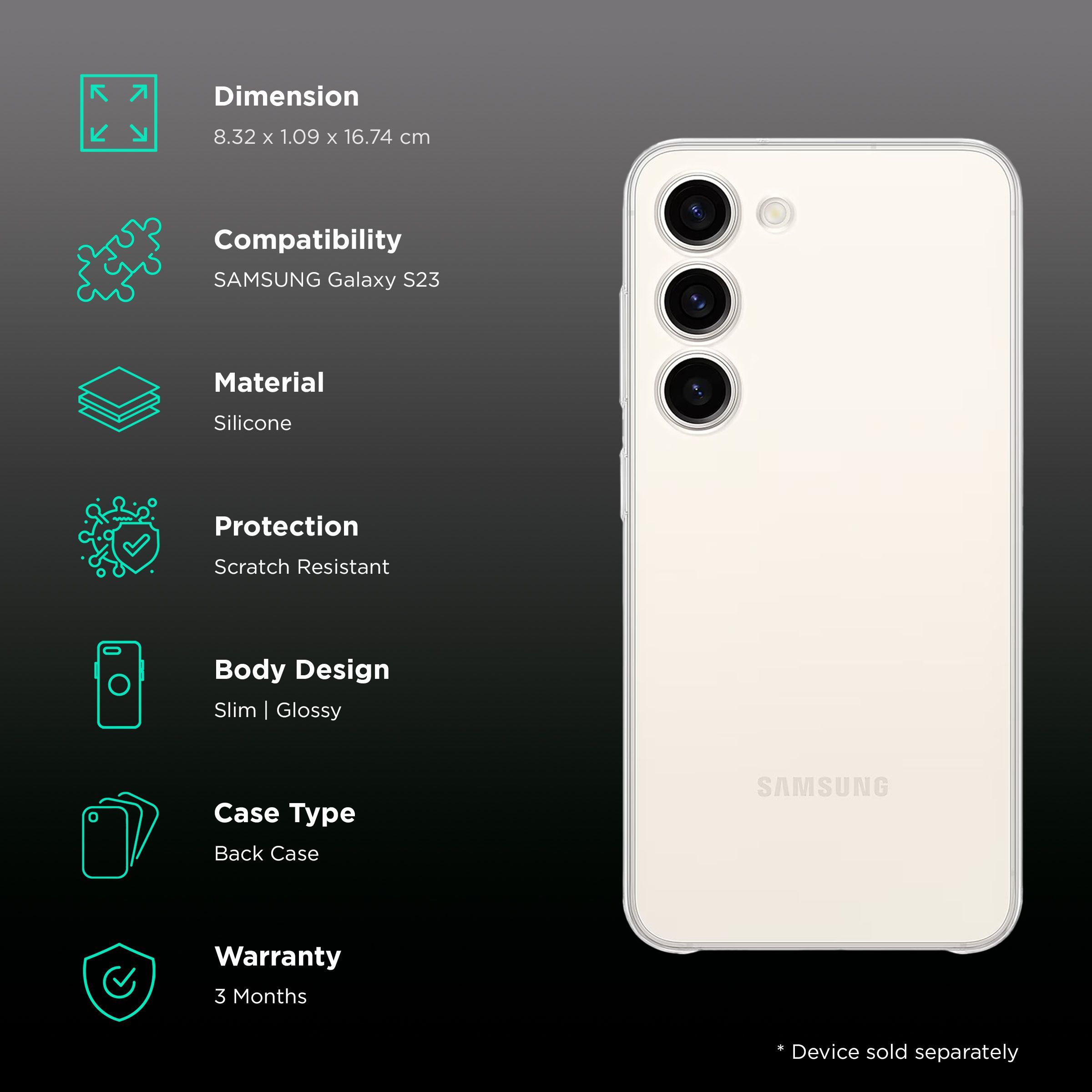 SAMSUNG Soft Back Cover for SAMSUNG Galaxy S23 (Scratch Resistant, Transparent)_2