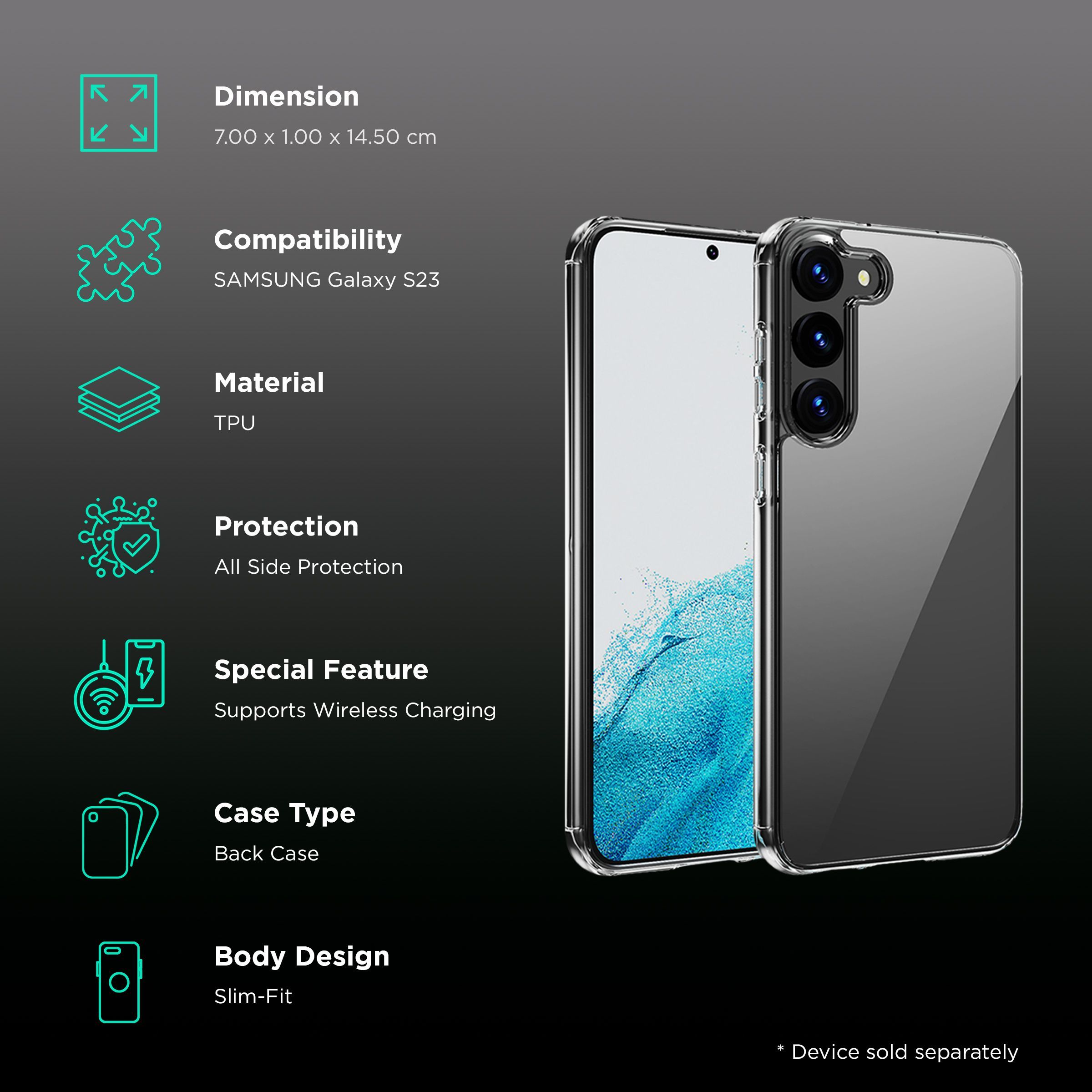 Quix TPU Back Cover for SAMSUNG Galaxy S23 (Slim-Fit, Transparent)_2