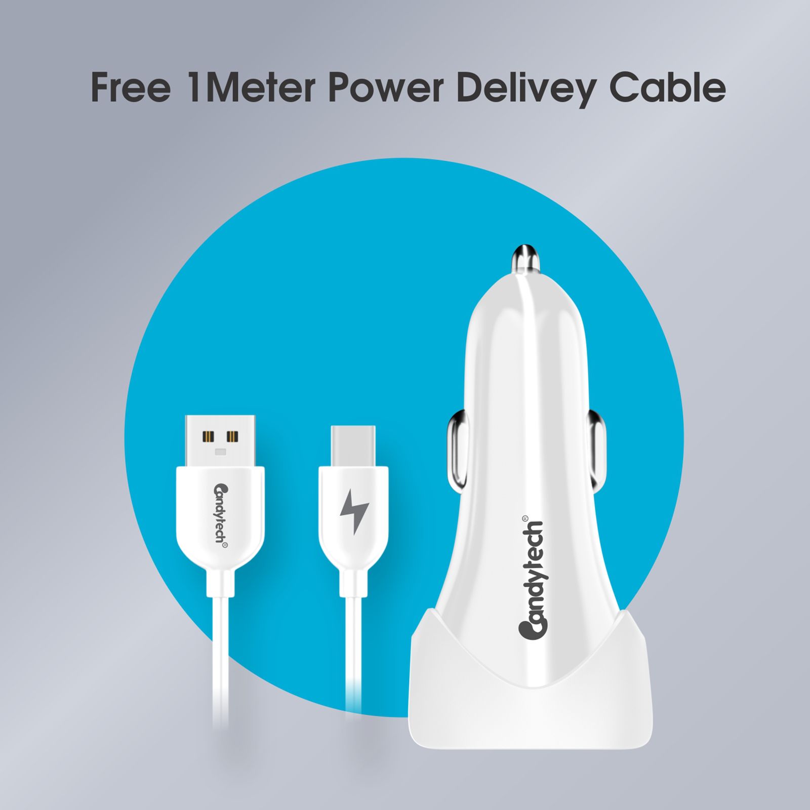 Candytech 3 Ampere 2 USB Ports Car Charging Adapter (Qualcomm Certified, CC-15, White)_3