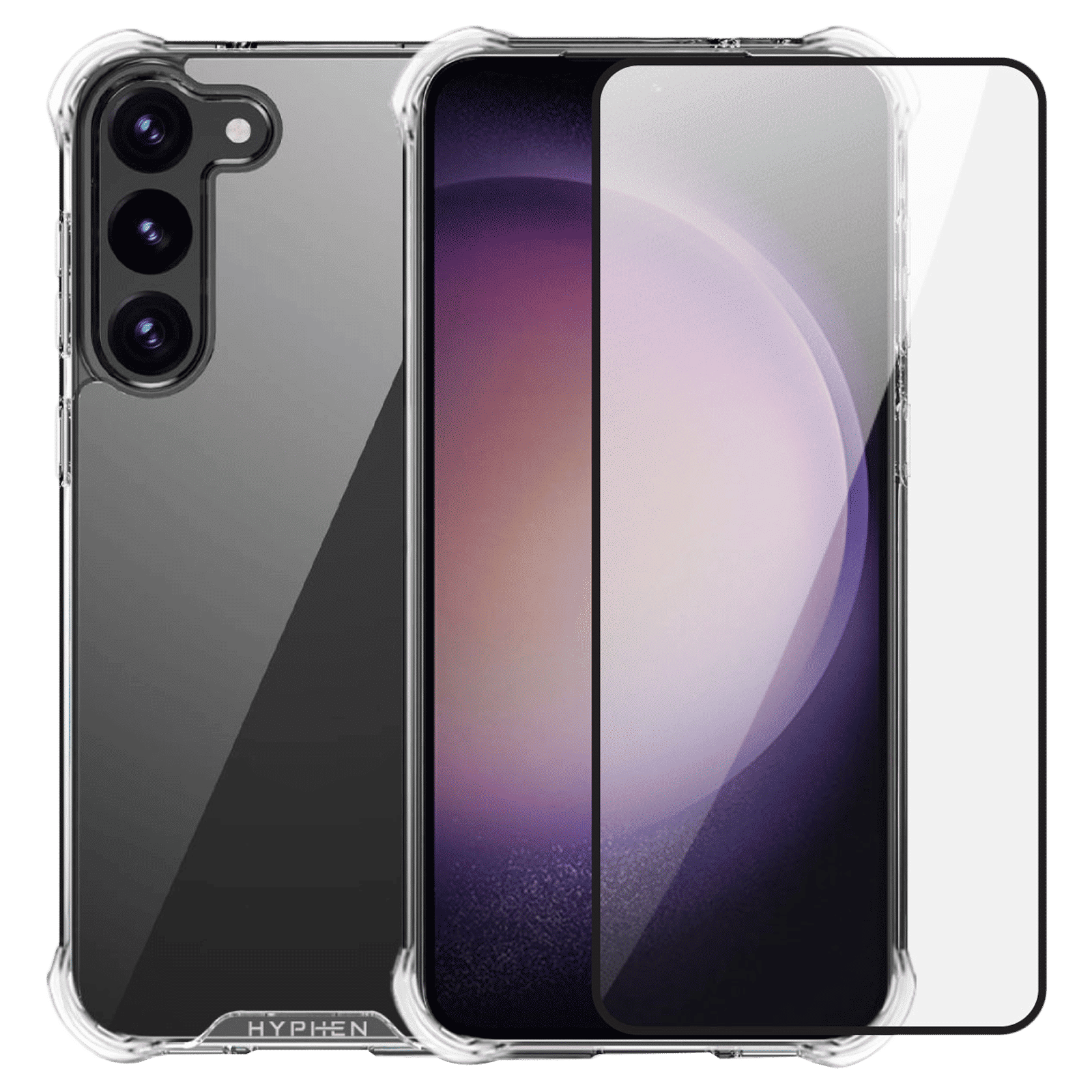 HYPHEN TPU Back Case & Tempered Glass Combo for Samsung Galaxy S23 (Slip Resistant, Transparent)_1