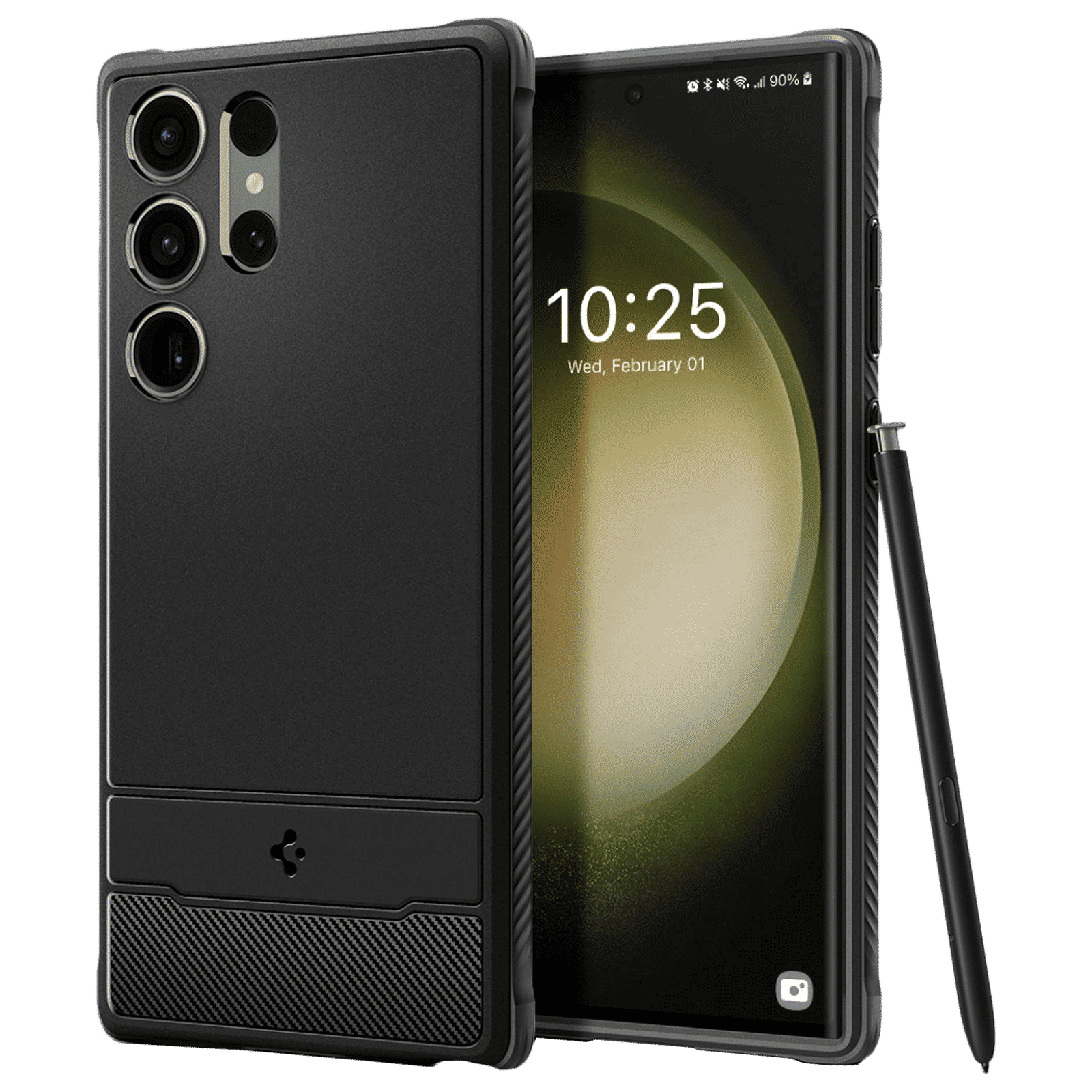 spigen Rugged Armor TPU Back Cover for Samsung Galaxy S23 Ultra (Shock Absorbent, Matte Black)_1