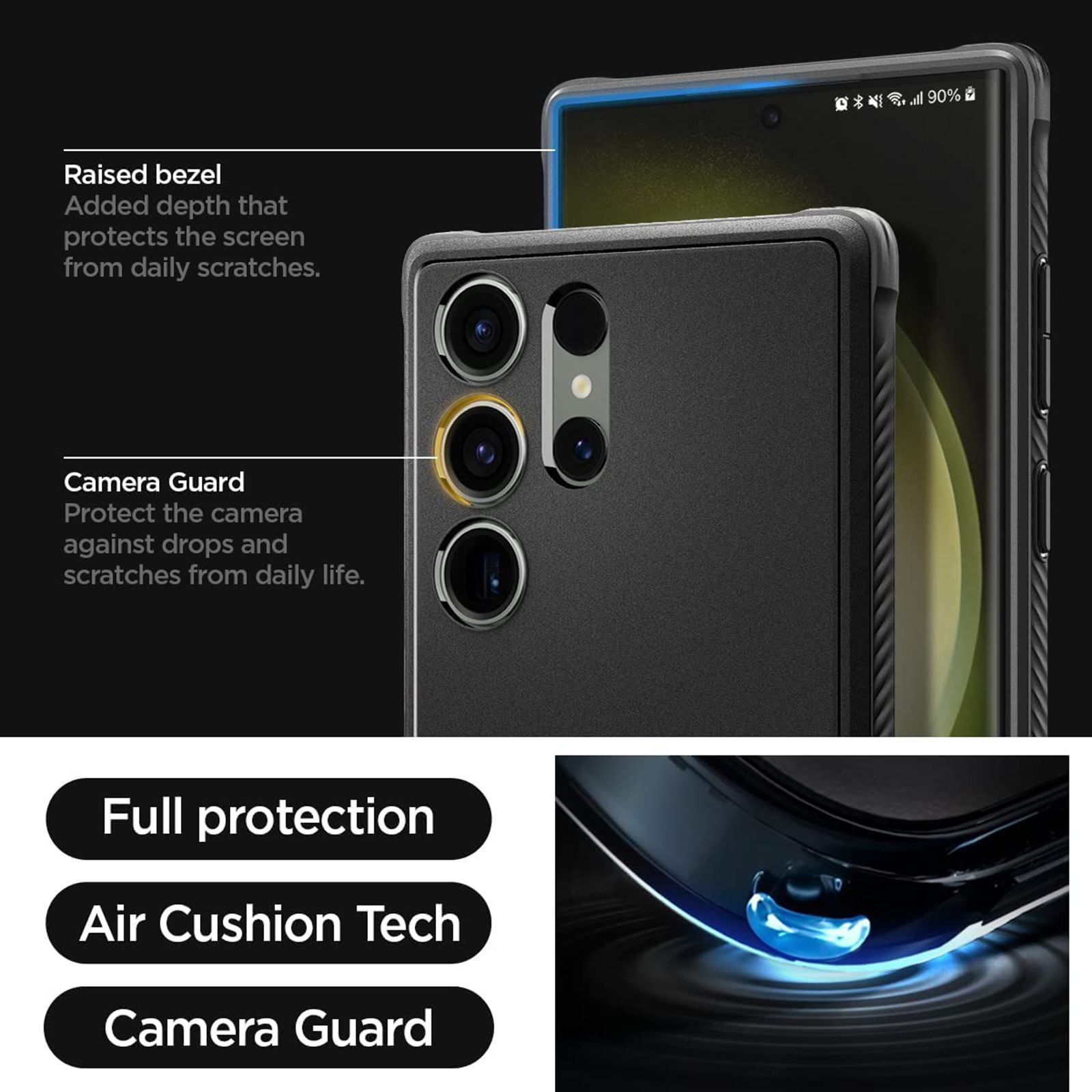 spigen Rugged Armor TPU Back Cover for Samsung Galaxy S23 Ultra (Shock Absorbent, Matte Black)_5
