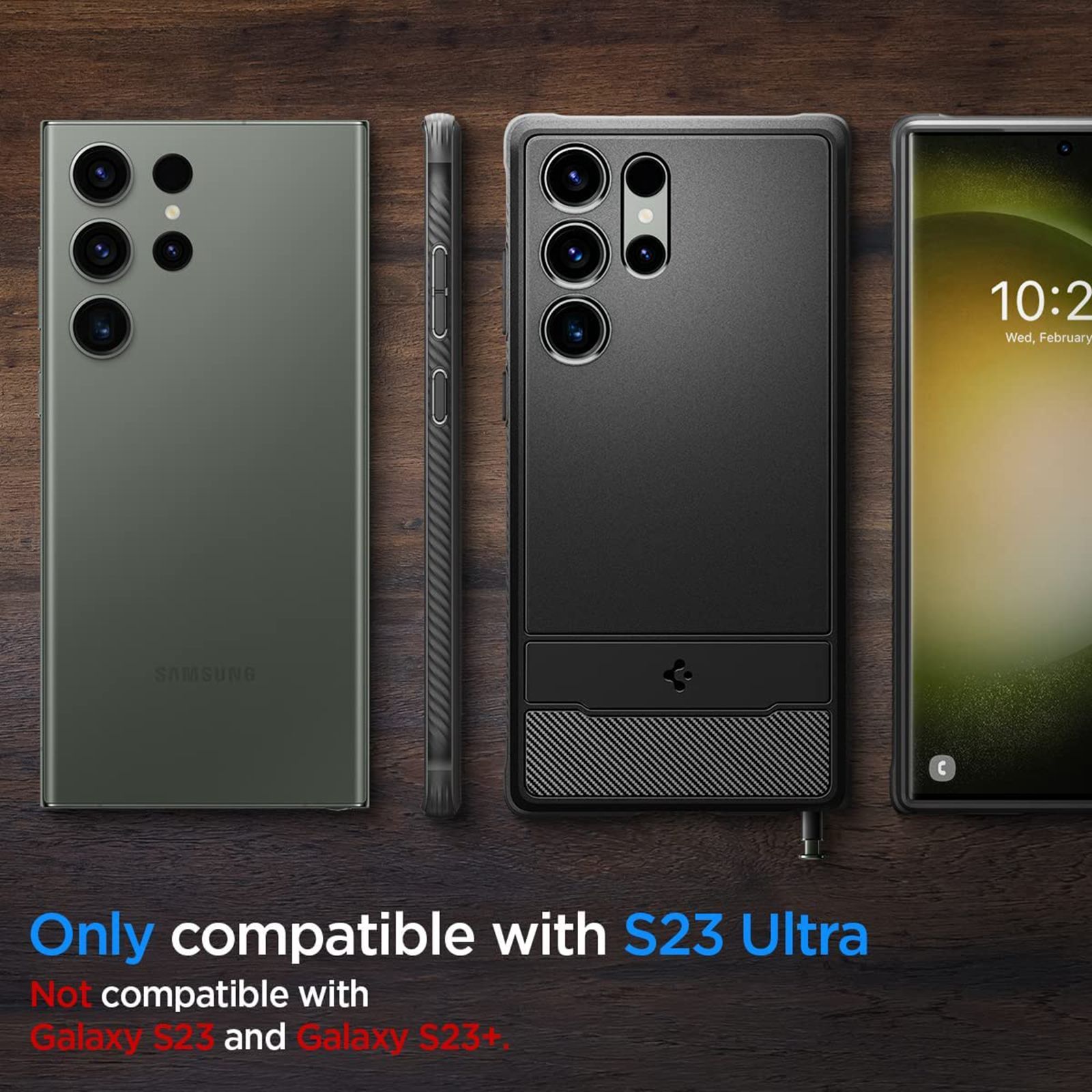 spigen Rugged Armor TPU Back Cover for Samsung Galaxy S23 Ultra (Shock Absorbent, Matte Black)_6