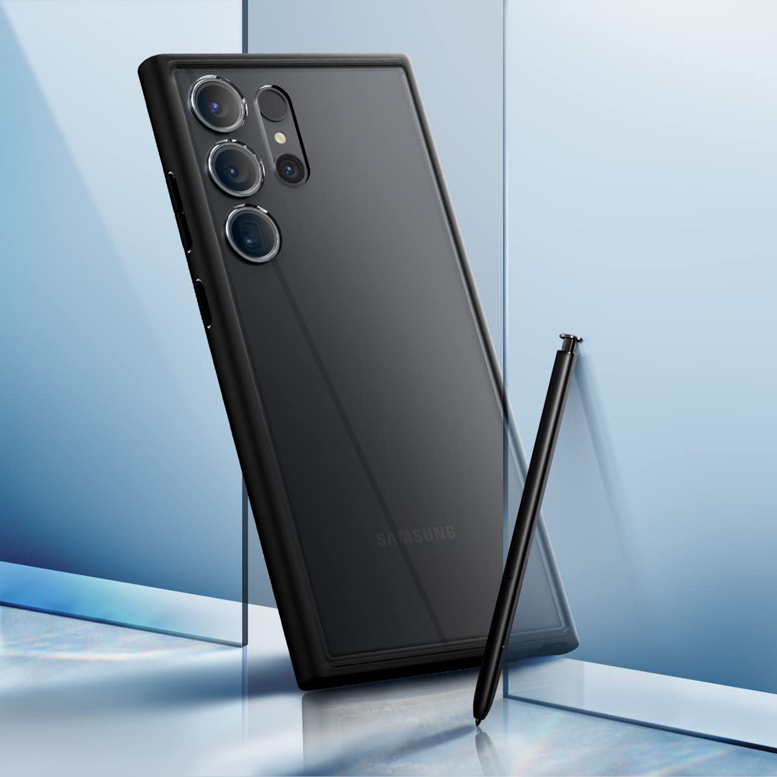 spigen Ultra Hybrid PC and TPU Back Cover for Samsung Galaxy S23 Ultra (Shock Absorbent, Transparent/Matte Black)_6