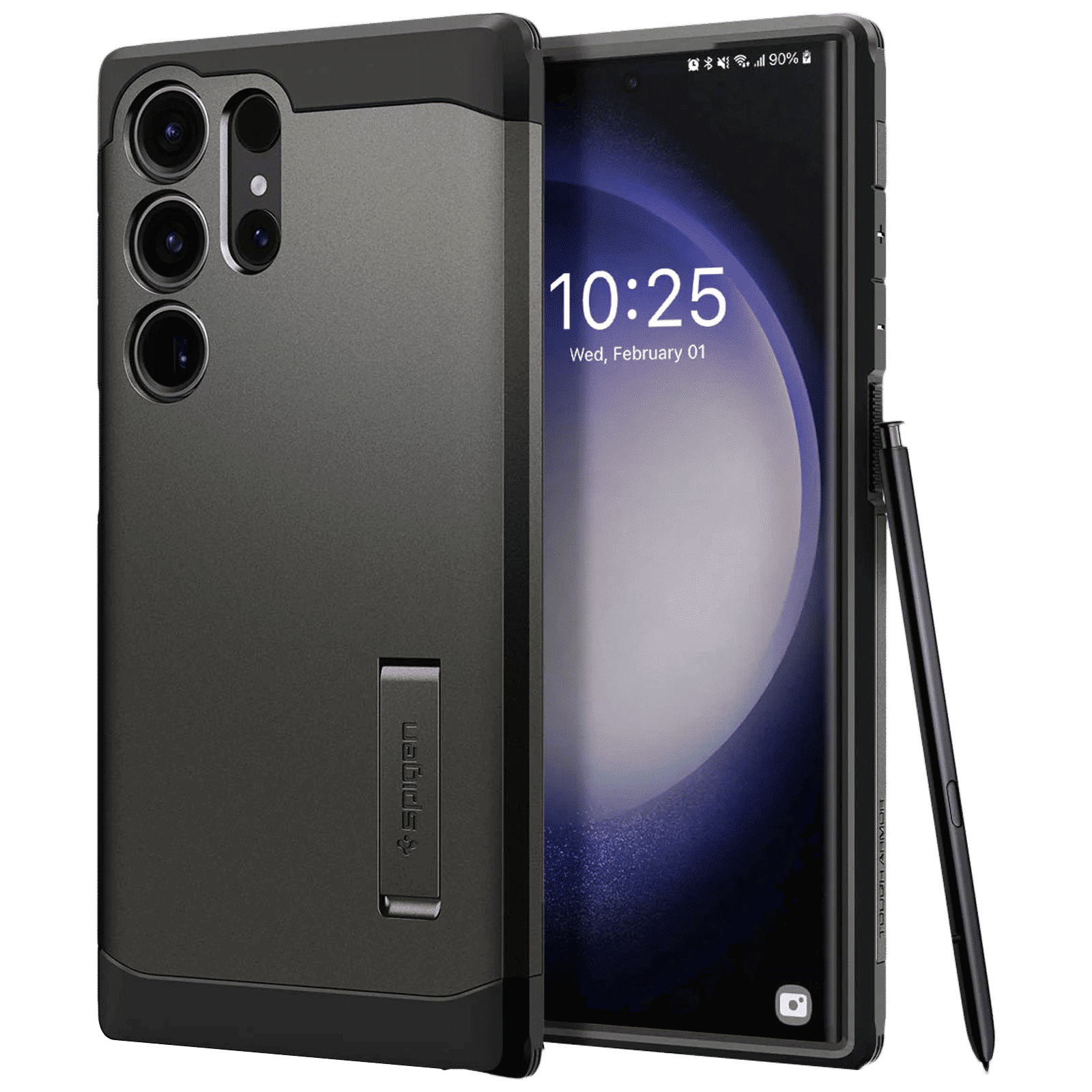 spigen Tough Armor PC and TPU Back Cover for Samsung Galaxy S23 Ultra (Shock Absorbent, Gunmetal)_1