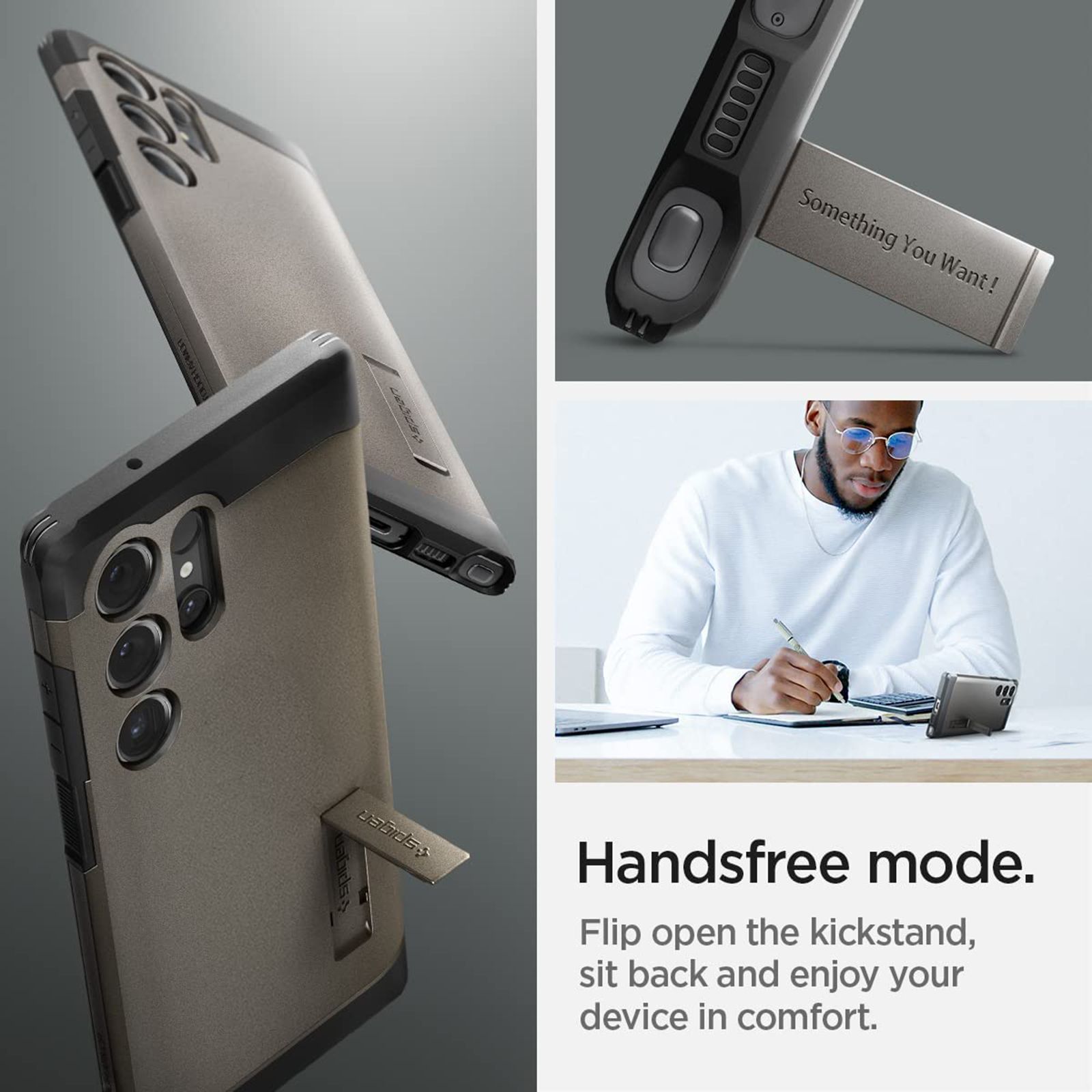 spigen Tough Armor PC and TPU Back Cover for Samsung Galaxy S23 Ultra (Shock Absorbent, Gunmetal)_10