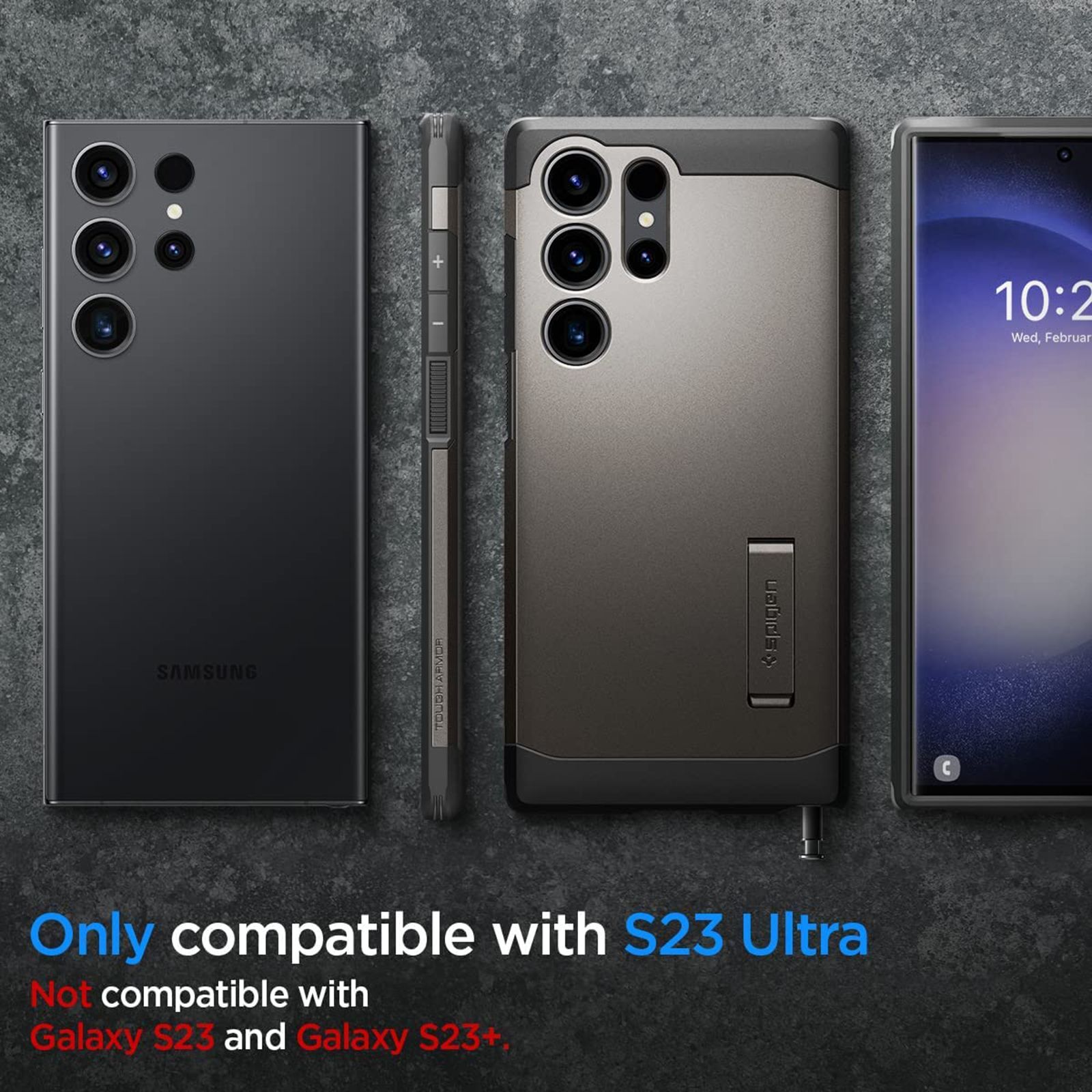 spigen Tough Armor PC and TPU Back Cover for Samsung Galaxy S23 Ultra (Shock Absorbent, Gunmetal)_12