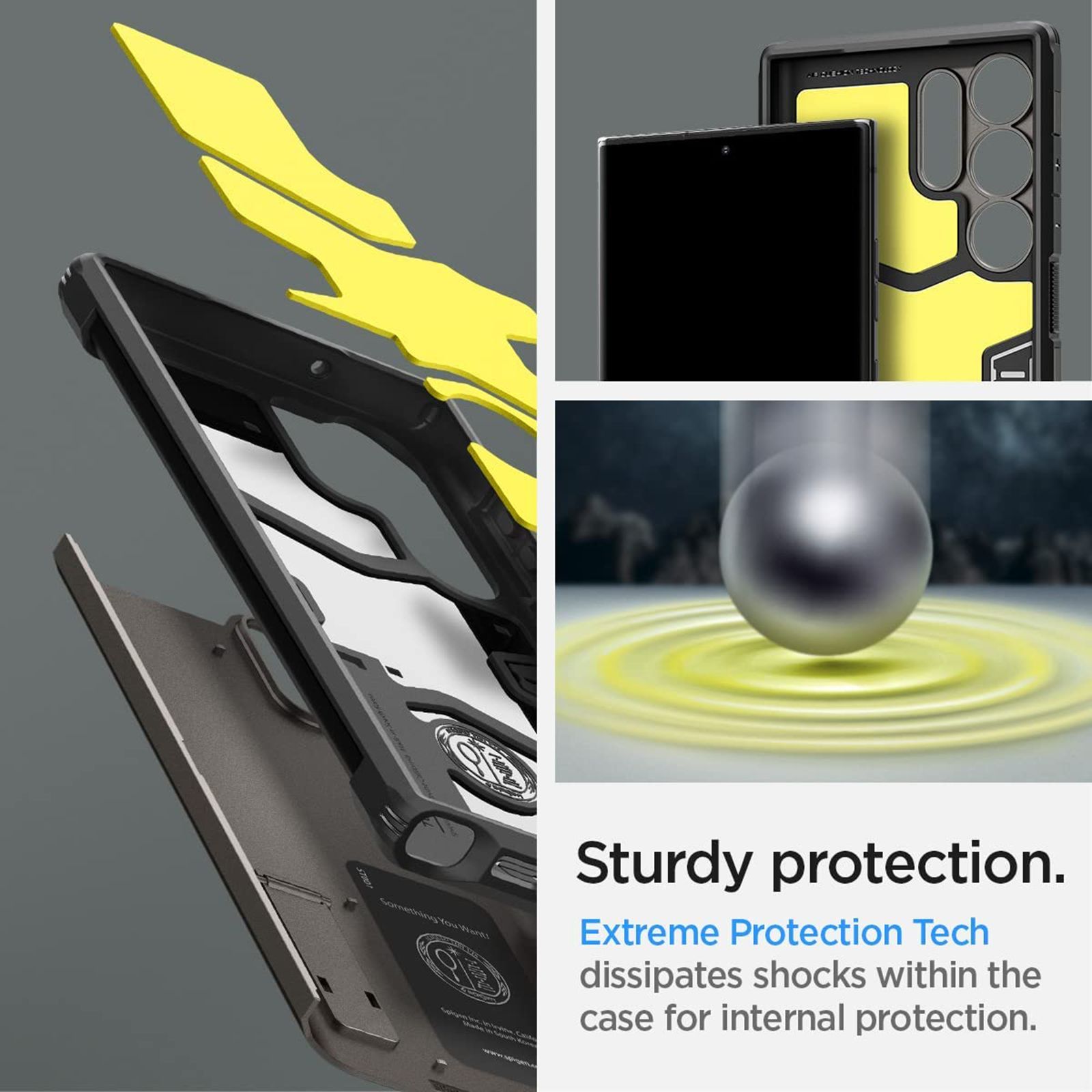 spigen Tough Armor PC and TPU Back Cover for Samsung Galaxy S23 Ultra (Shock Absorbent, Gunmetal)_6