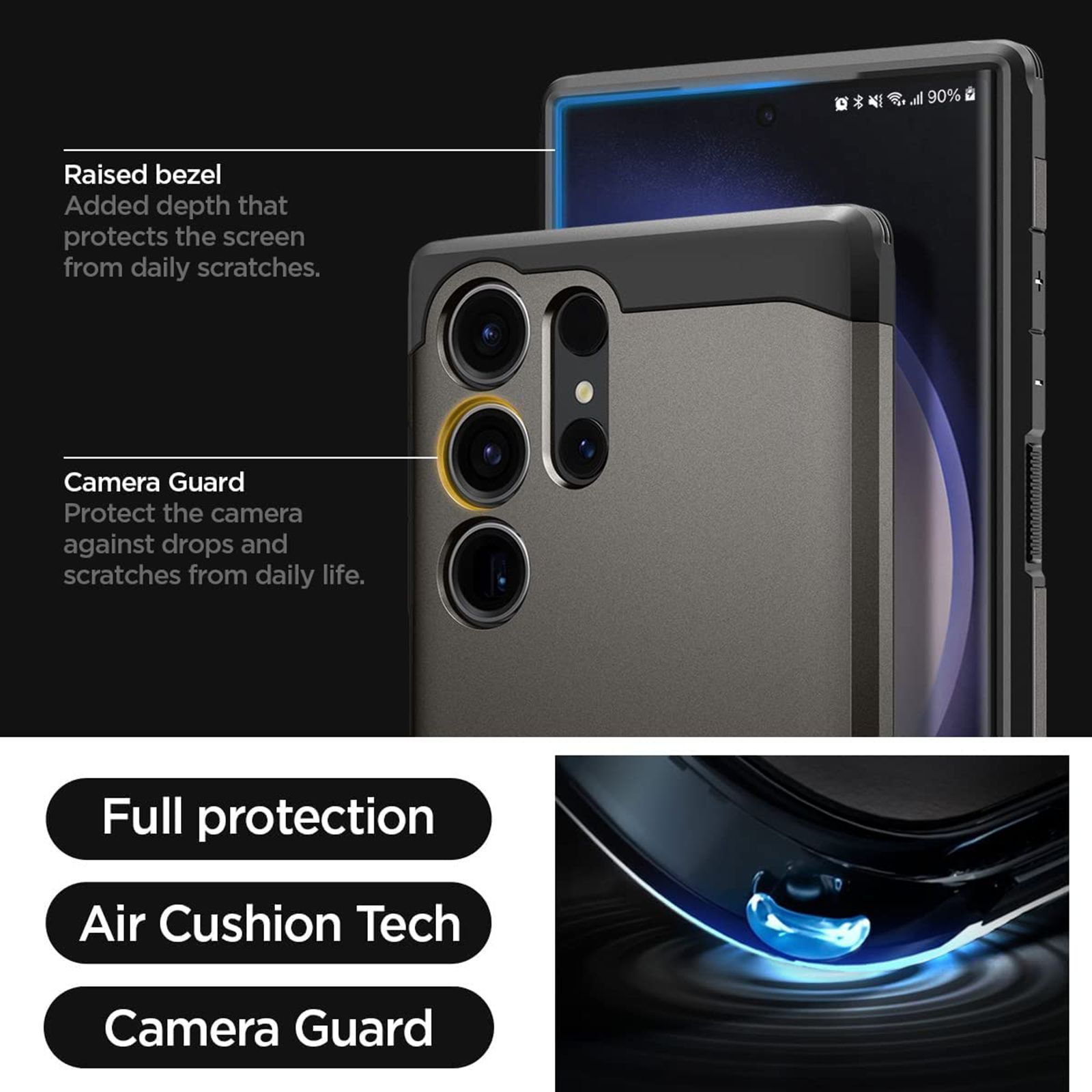 spigen Tough Armor PC and TPU Back Cover for Samsung Galaxy S23 Ultra (Shock Absorbent, Gunmetal)_9