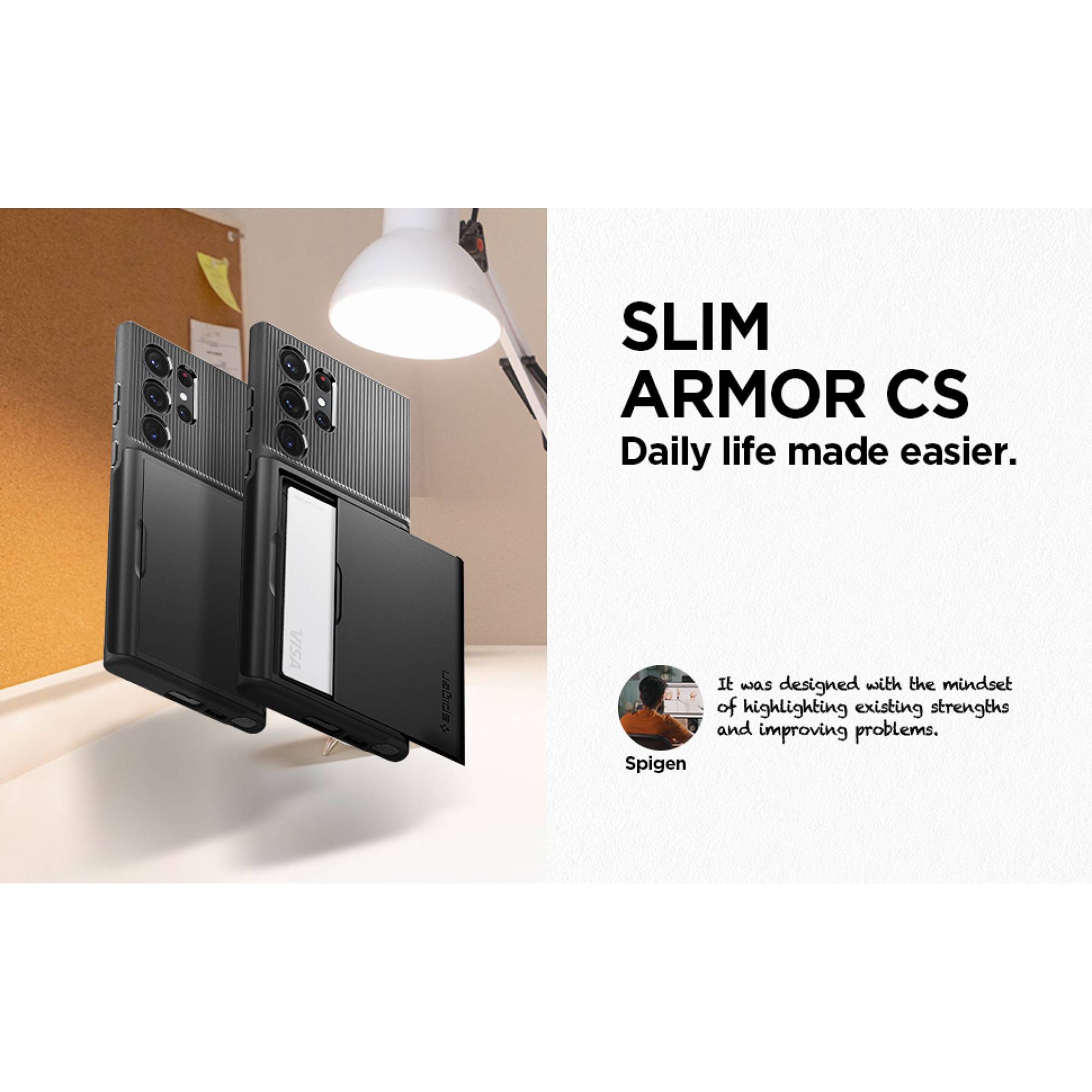 spigen Slim Armor PC and TPU Back Cover for Samsung Galaxy S23 Ultra (Card Slot, Black)_15