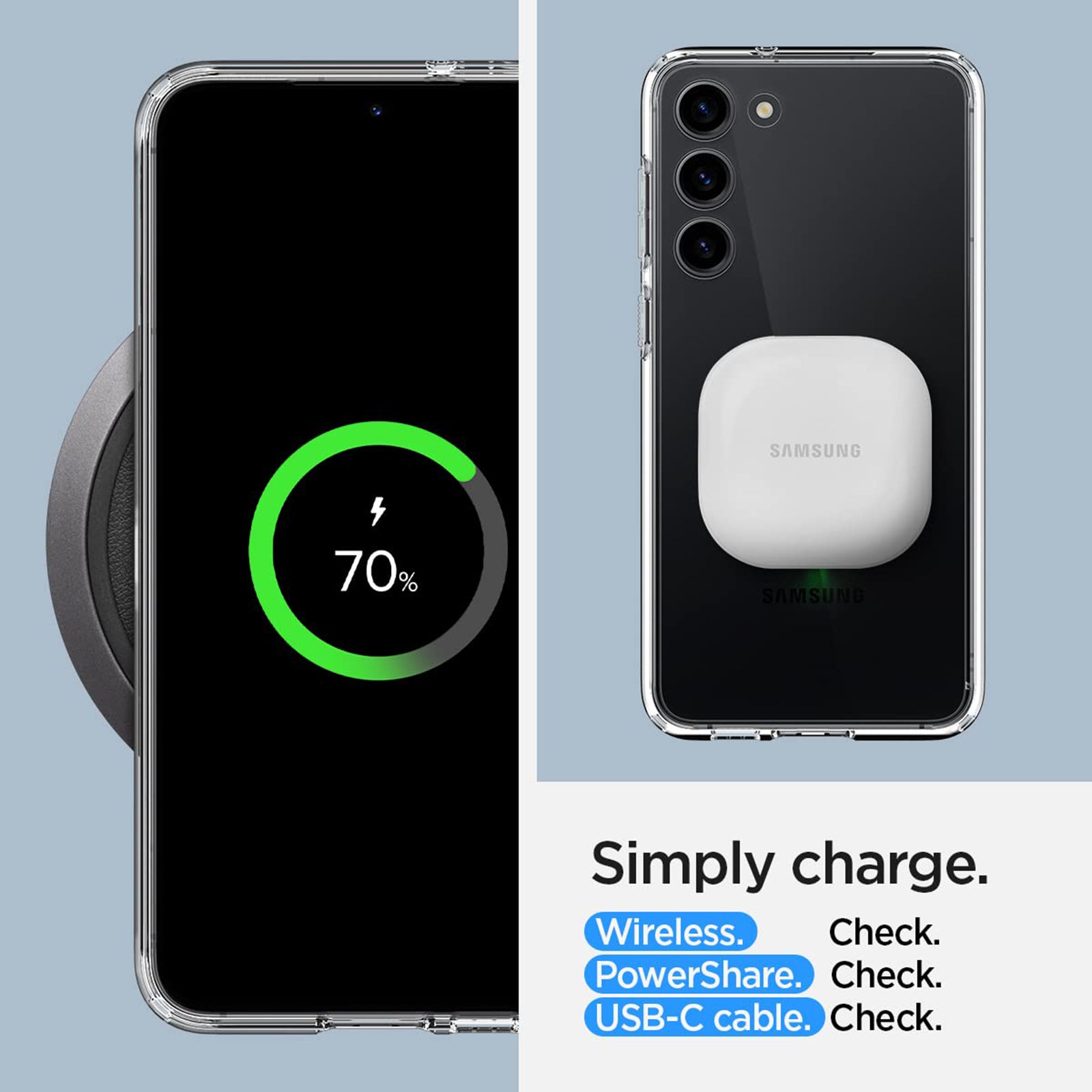 spigen Ultra Hybrid PC & TPU Back Cover for SAMSUNG Galaxy S23+ (Wireless Charging Compatible, Crystal Clear)_15