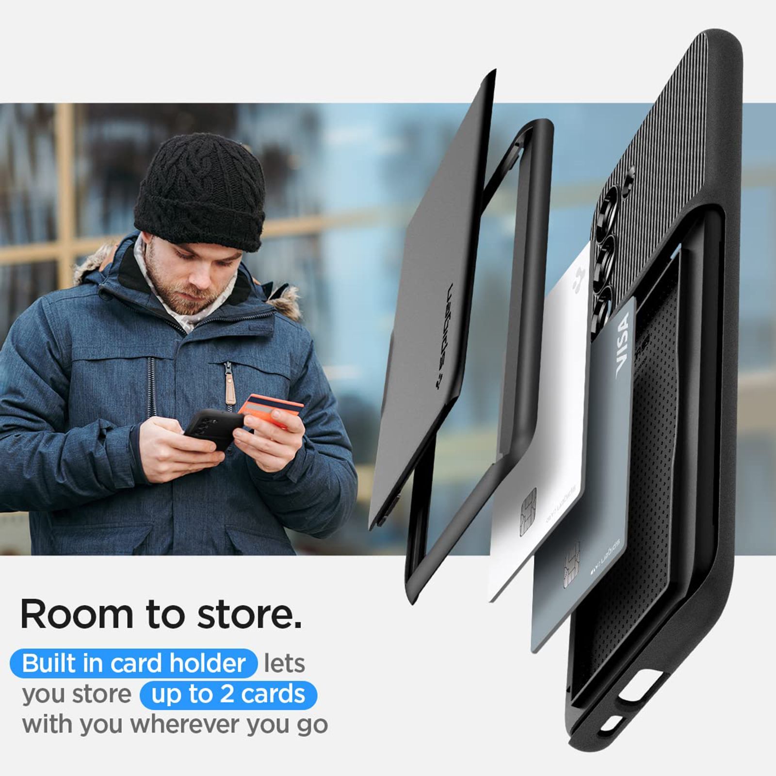 spigen Slim Armor PC & TPU Back Cover for SAMSUNG Galaxy S23+ (Built in Card Holder, Black)_15