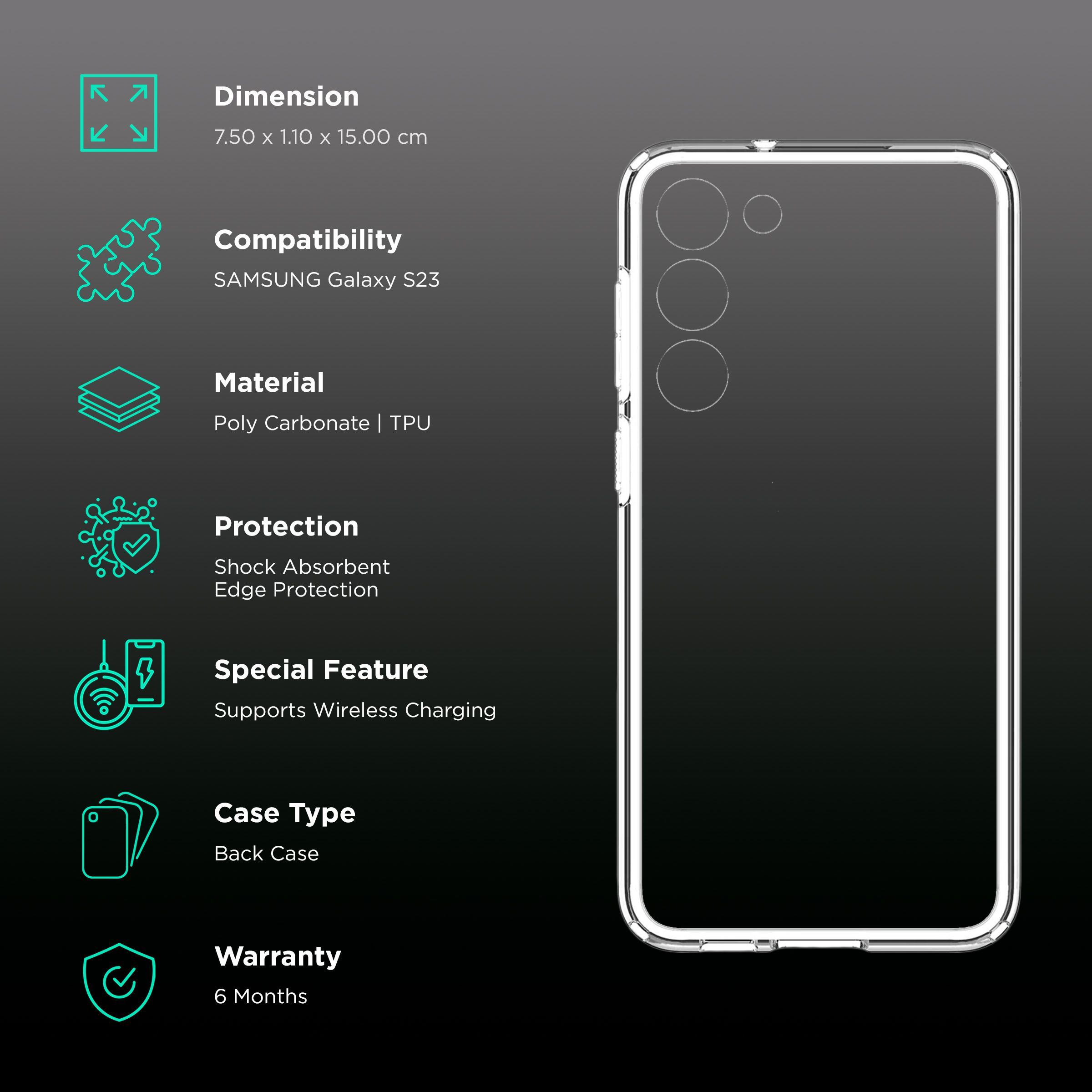 spigen Ultra Hybrid PC & TPU Back Cover for SAMSUNG Galaxy S23 (Air Cushion Technology, Crystal Clear)_2