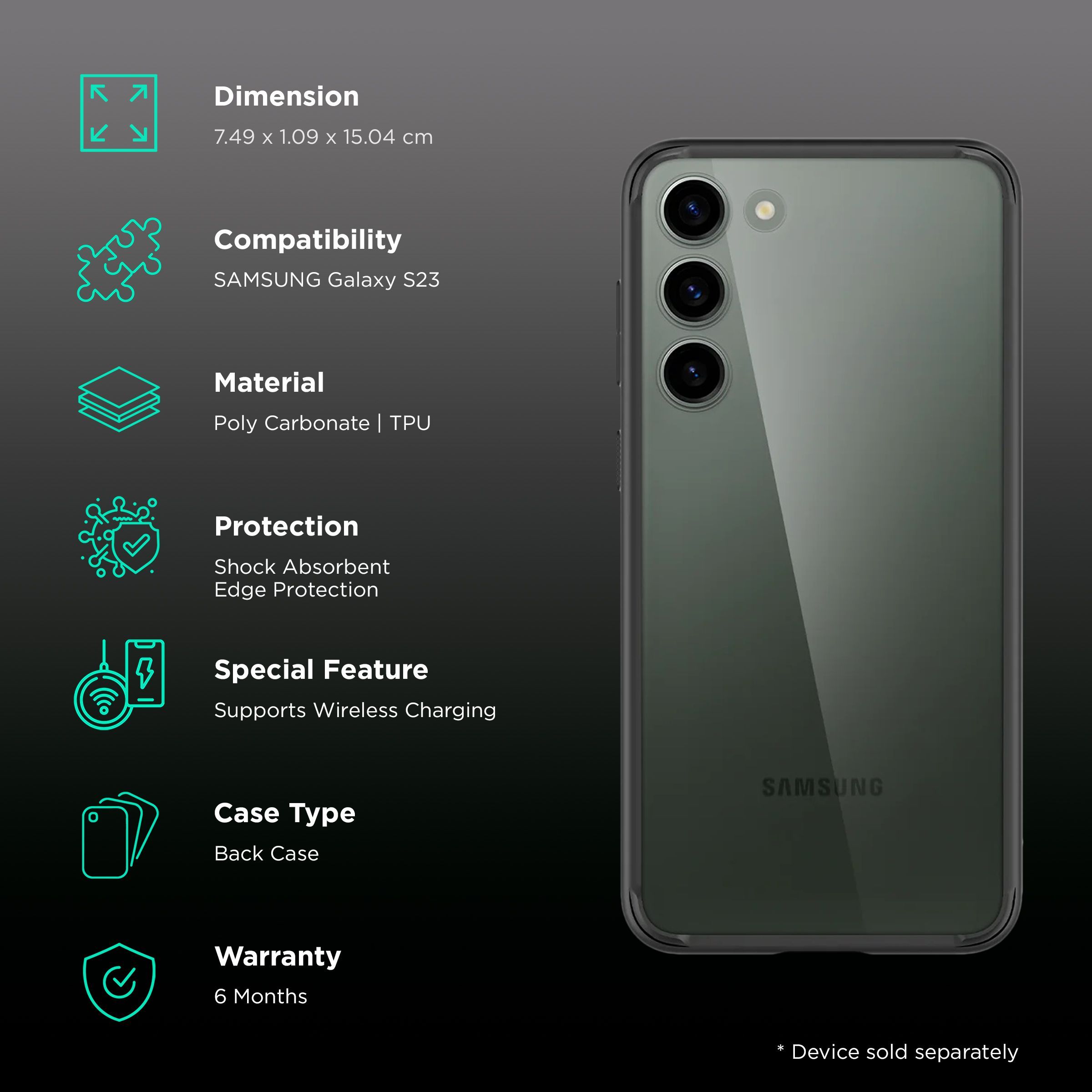 spigen Ultra Hybrid PC & TPU Back Cover for SAMSUNG Galaxy S23 (Air Cushion Technology, Matte Black) spigen Ultra Hybrid PC & TPU Back Cover for SAMSUNG Galaxy S23 (Air Cushion Technology, Matte Black)_2