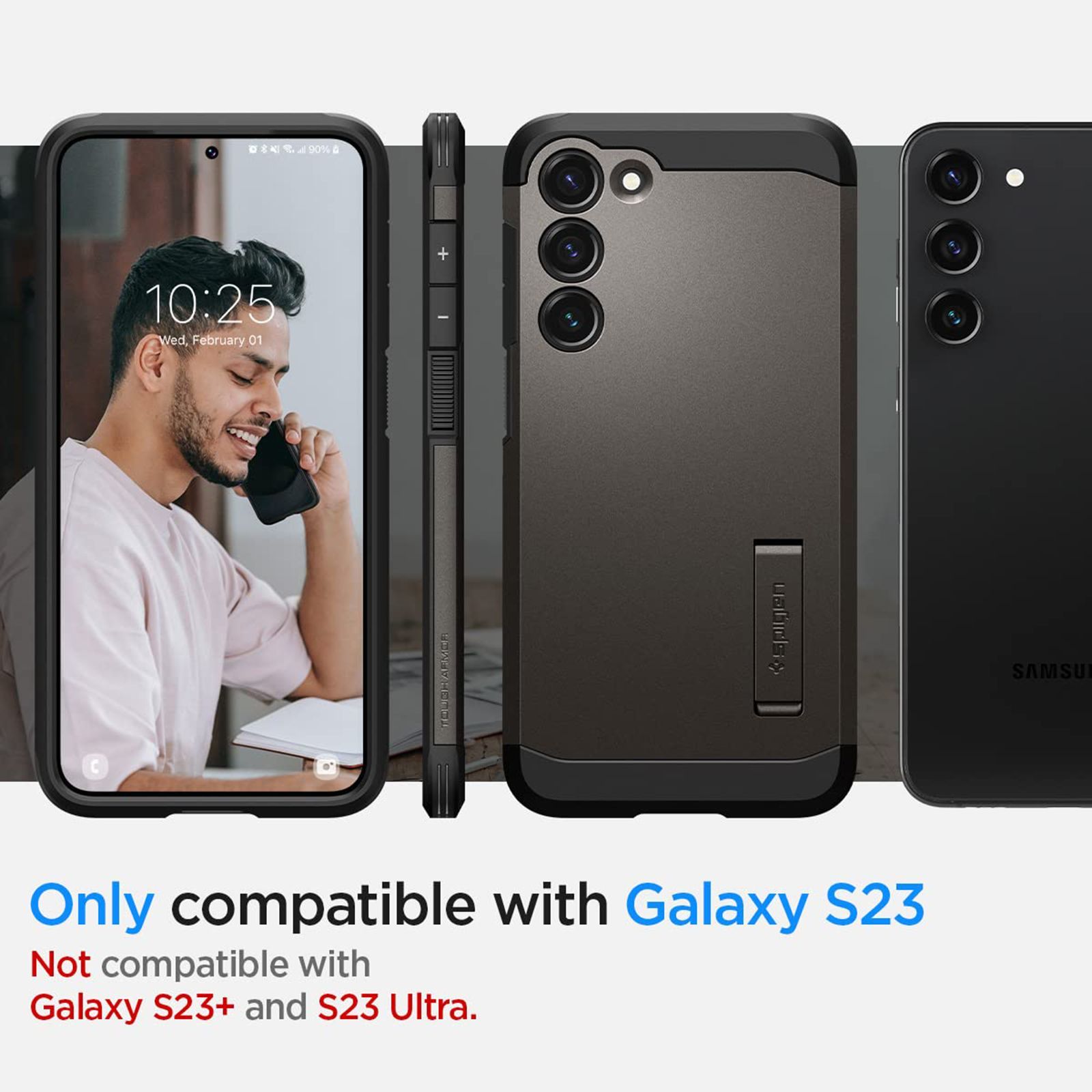 spigen Tough Armor PC & TPU Back Cover for SAMSUNG Galaxy S23 (Wireless Charging Compatible, Gunmetal)_7