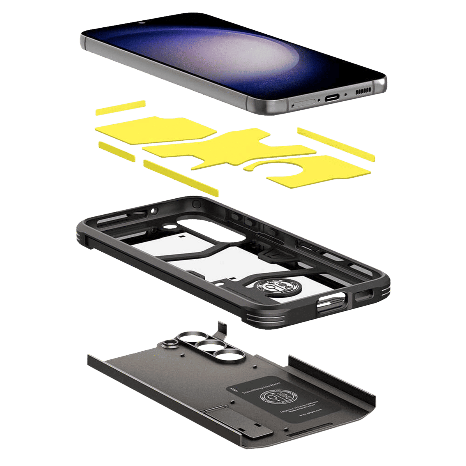 spigen Tough Armor PC & TPU Back Cover for SAMSUNG Galaxy S23 (Wireless Charging Compatible, Gunmetal)_8