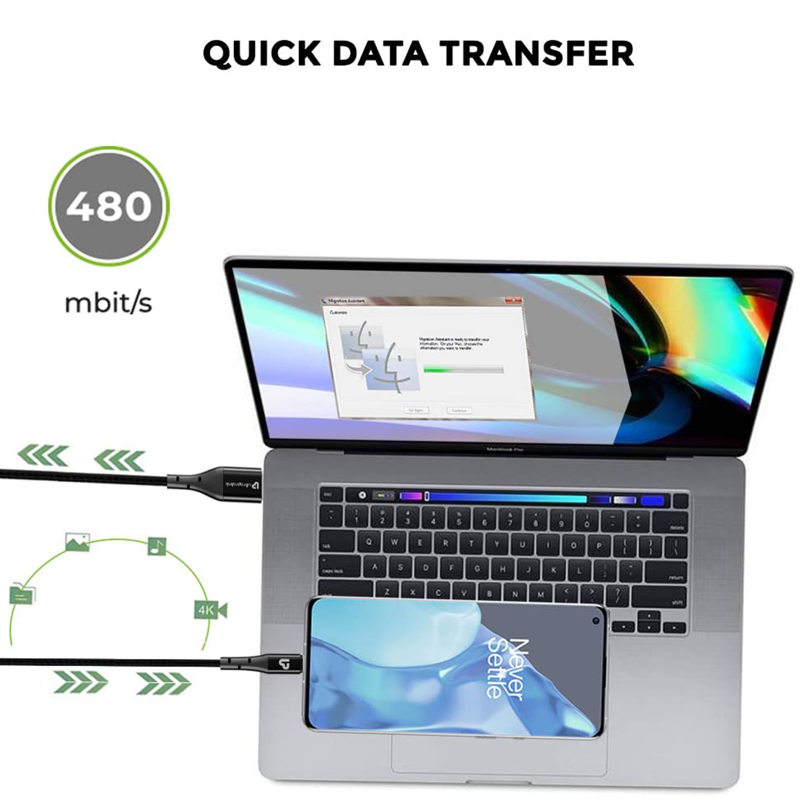 ultraprolink Type-A to Type-C, 4.9 feet (1.5m) Cable (Tangle-free Design, Black) ultraprolink Type-A to Type-C, 4.9 feet (1.5m) Cable (Tangle-free Design, Black)_3