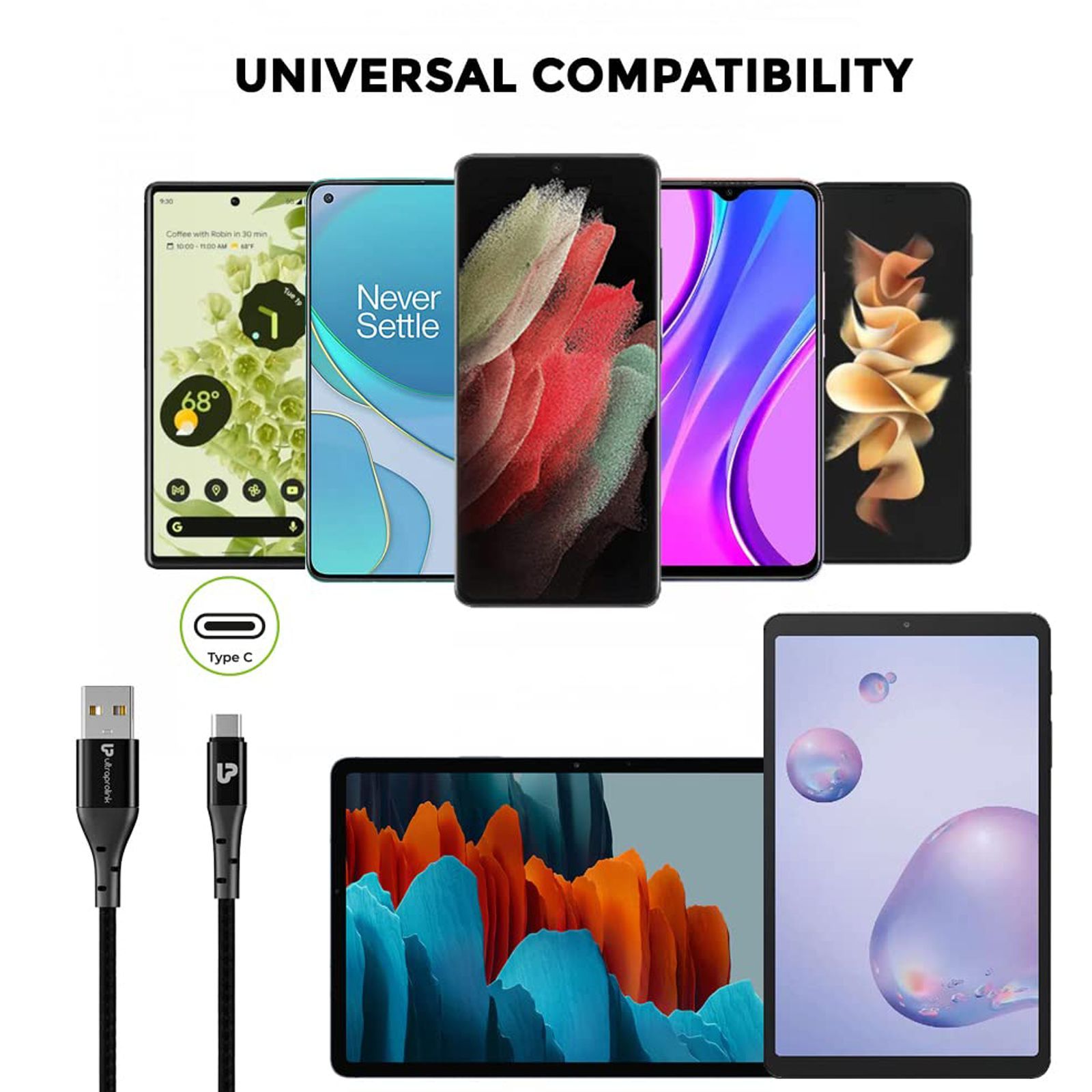 ultraprolink Type-A to Type-C, 4.9 feet (1.5m) Cable (Tangle-free Design, Black) ultraprolink Type-A to Type-C, 4.9 feet (1.5m) Cable (Tangle-free Design, Black)_4