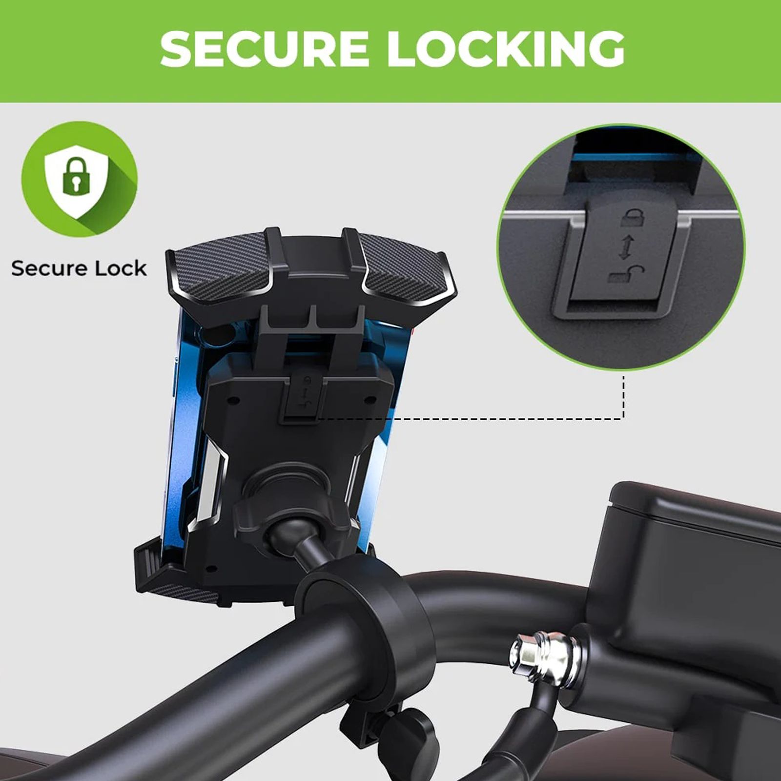 ultraprolink Bike and Motorcycle Mount for Mobile (Secure Lock, Black)_8