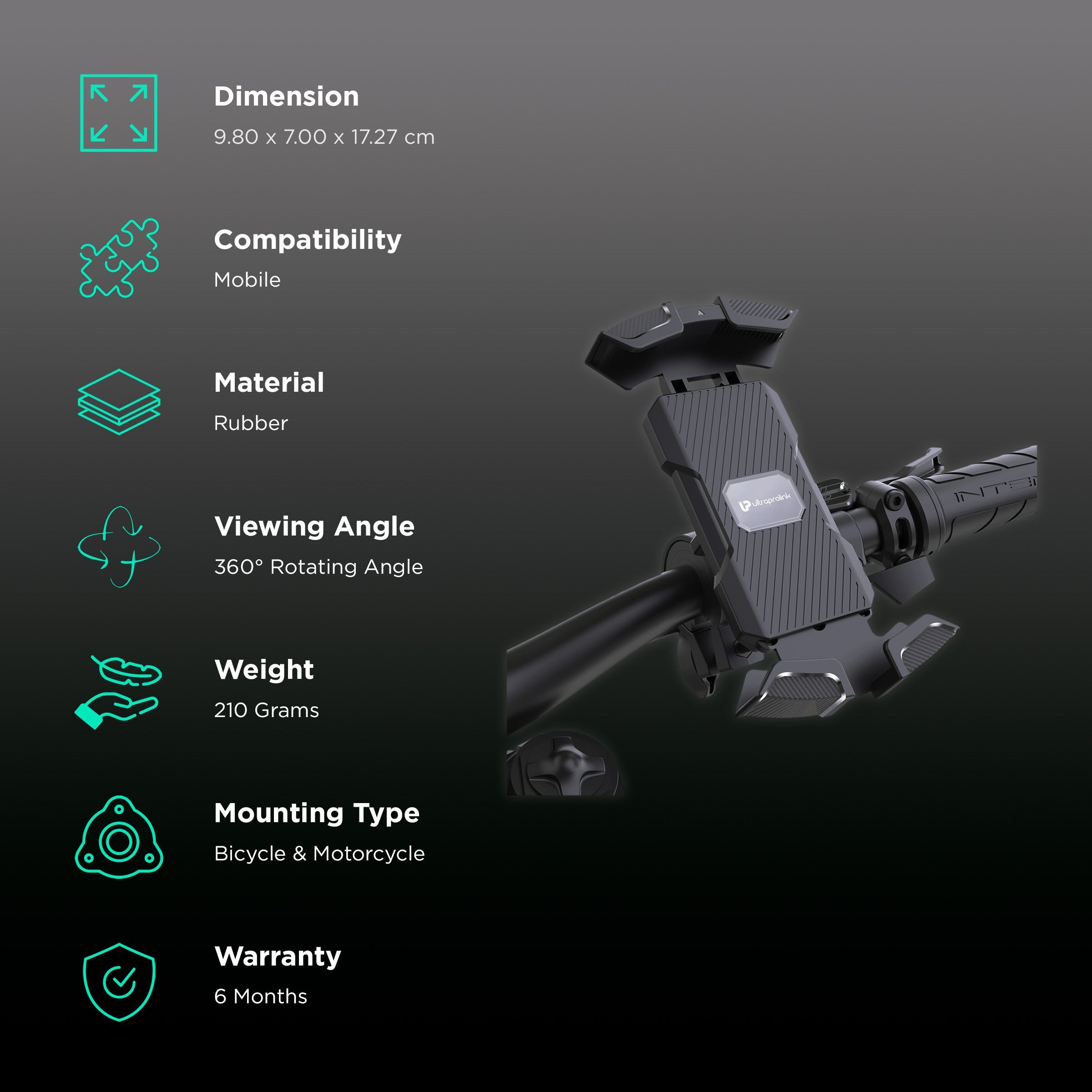 ultraprolink Bike and Motorcycle Mount for Mobile (Secure Lock, Black)_2