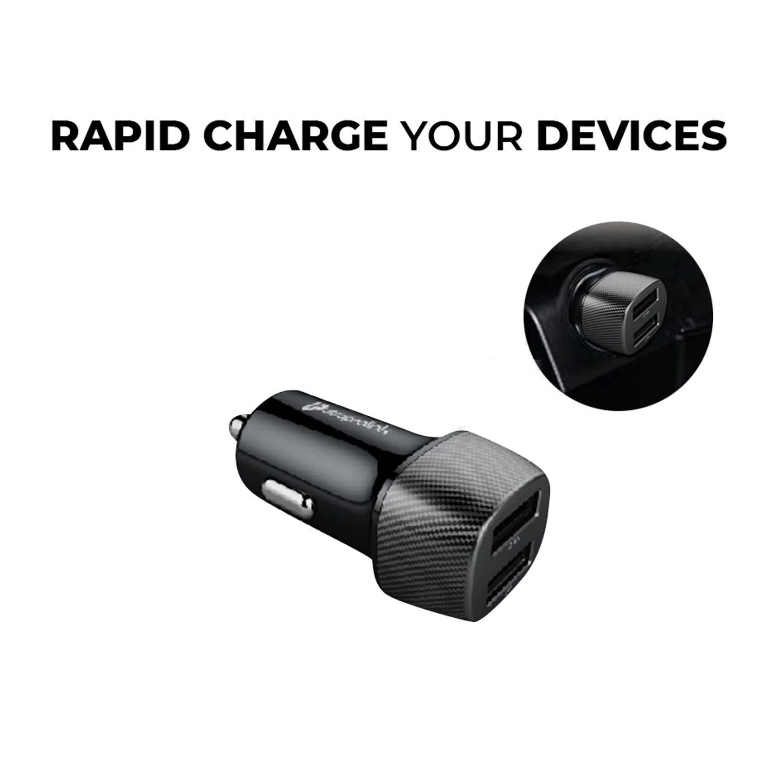 ultraprolink Mach 24W Type A 2-Port Car Charger (Type A to Type C Cable, Smart Charge, Black)_7