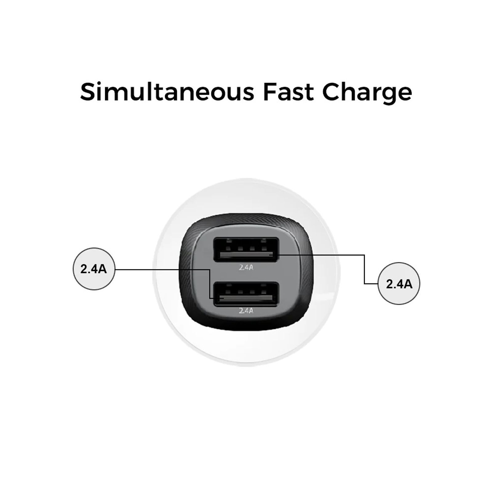 ultraprolink Mach 24W Type A 2-Port Car Charger (Type A to Type C Cable, Smart Charge, Black)_5