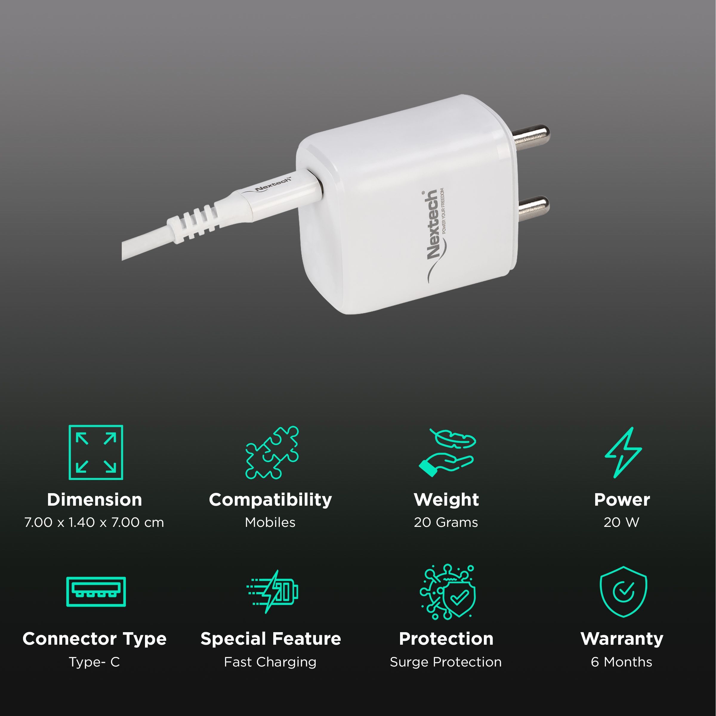 Nextech 2W Type C Fast Charger (Adapter Only, Surge Protection, White) Nextech 2W Type C Fast Charger (Adapter Only, Surge Protection, White)_2