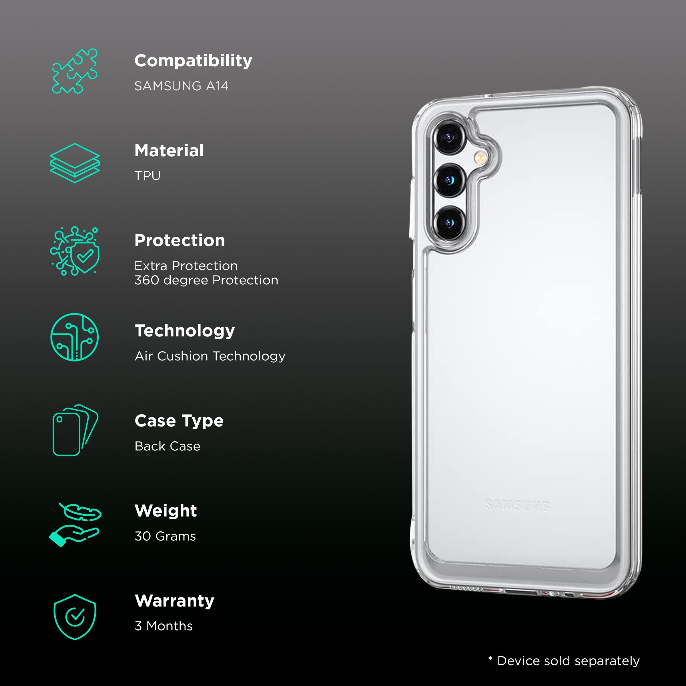 in base TPU Back Case for Samsung A14 (360 Degree Protection, Clear) in base TPU Back Case for Samsung A14 (360 Degree Protection, Clear)_2
