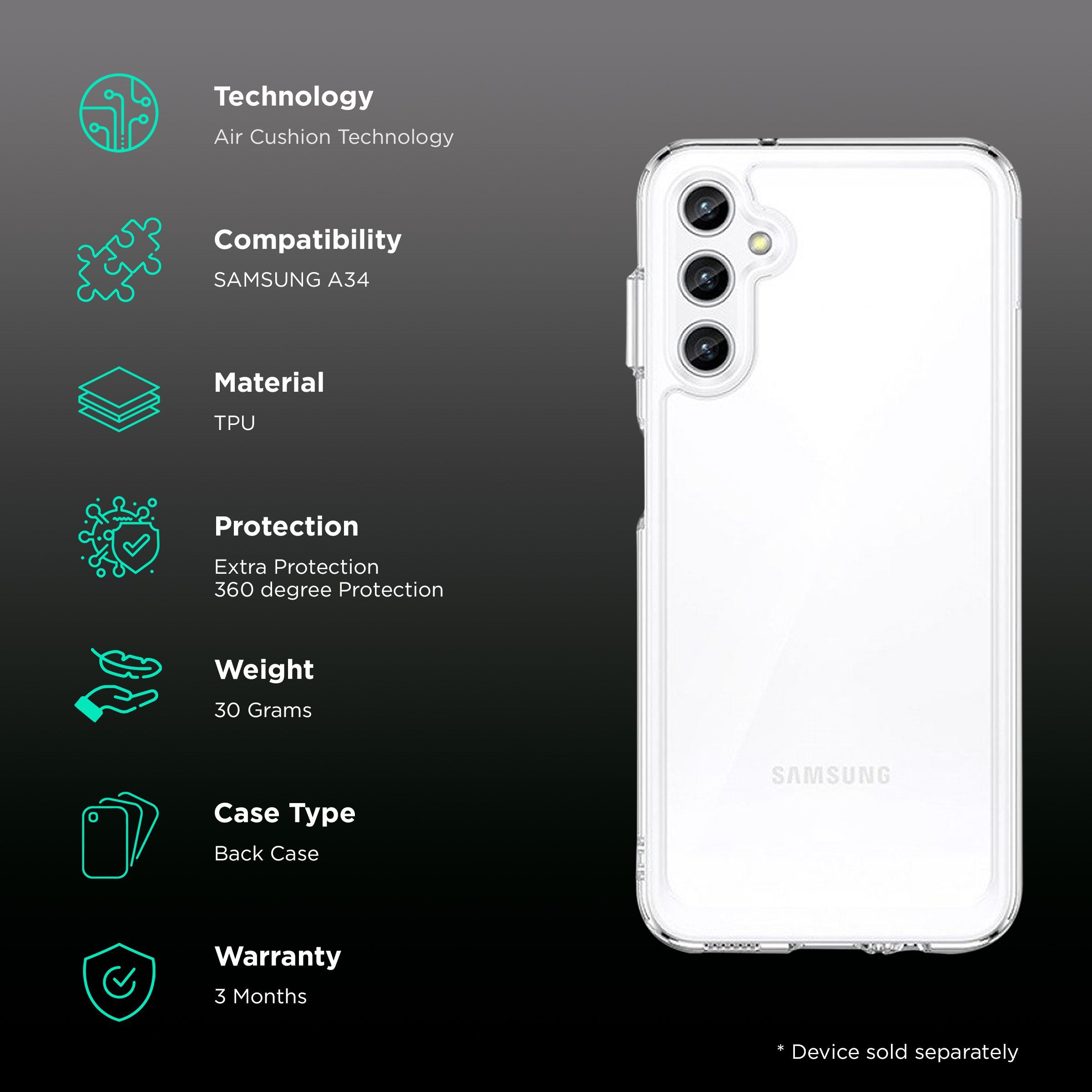 in base Back Cover for Samsung A34 (Air Cushion Technology, Clear) in base Back Cover for Samsung A34 (Air Cushion Technology, Clear)_2