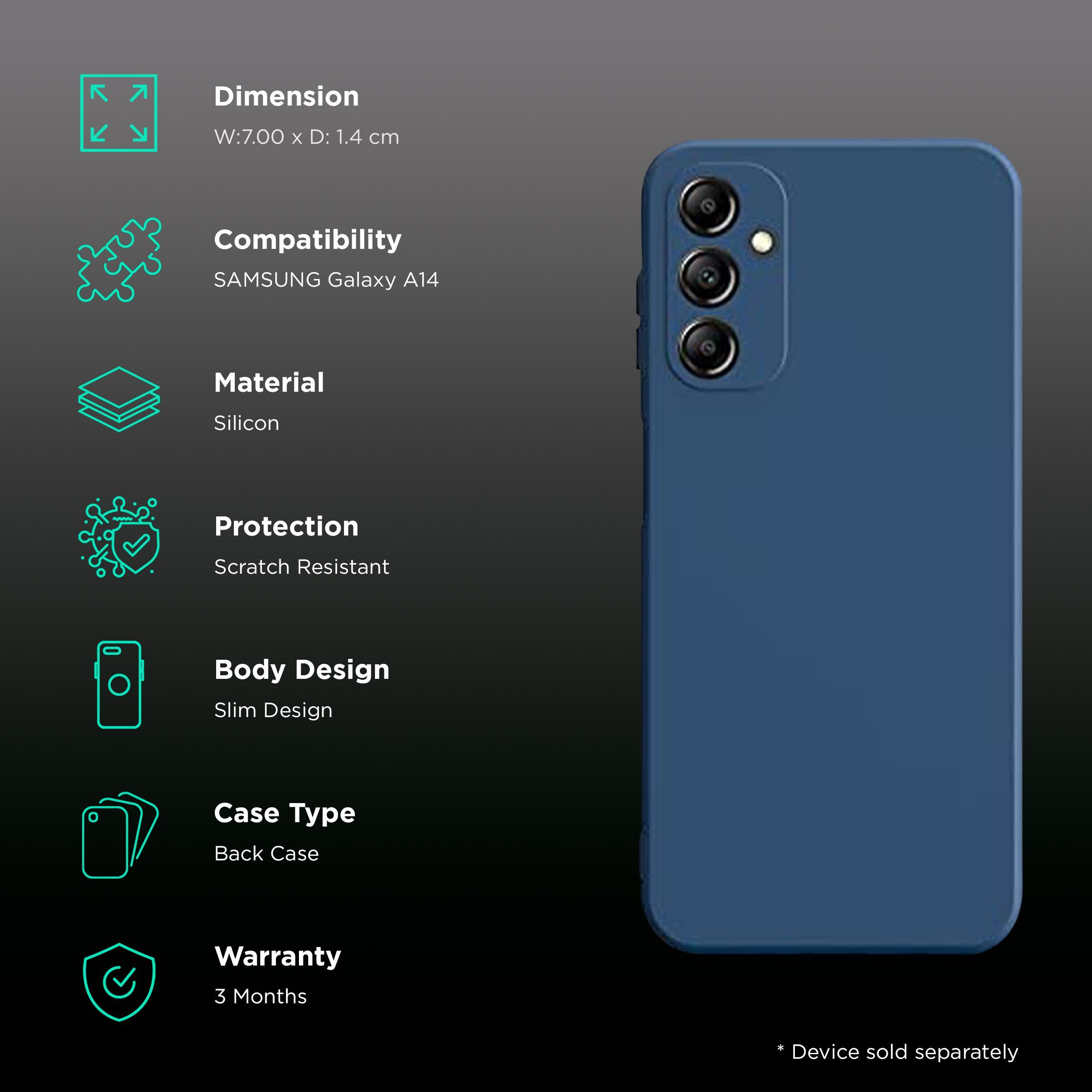 in base Soft Silicon Back Case for Samsung Galaxy A14 (360 Degree Protection, Blue)_2