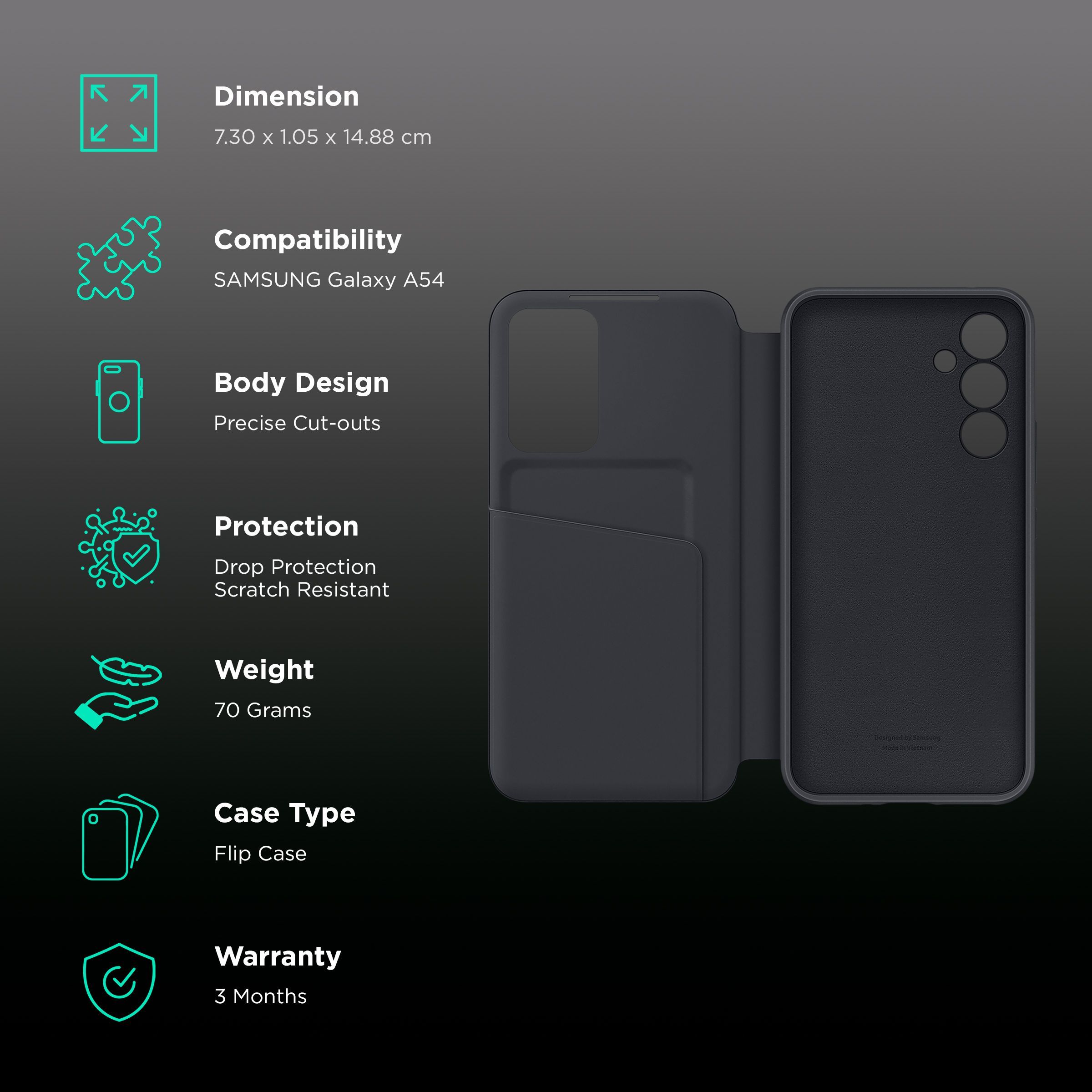 SAMSUNG Flip Case for Galaxy A54 (Smart View, Black)_2