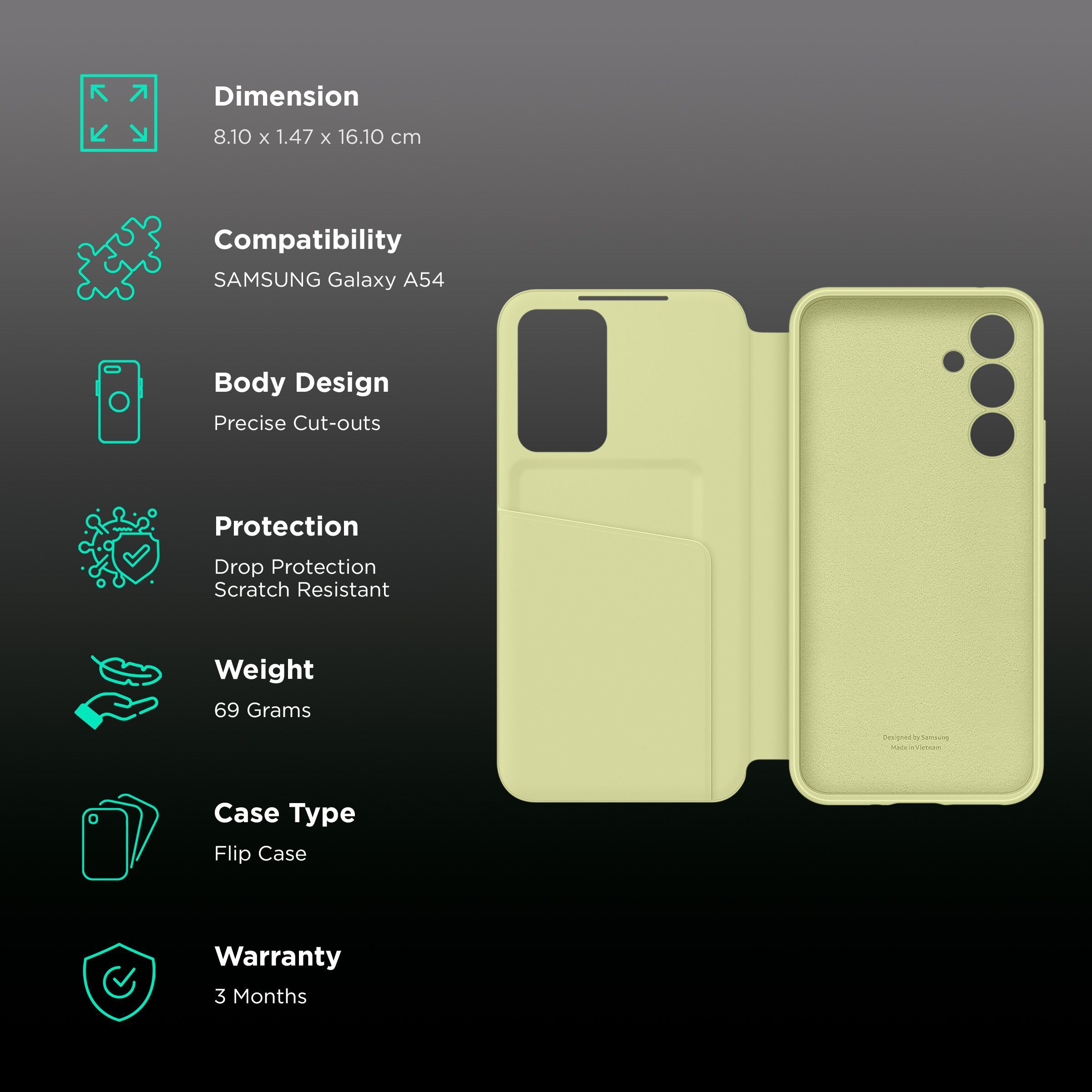 SAMSUNG Flip Case for Galaxy A54 (Display Window, Lime)_2